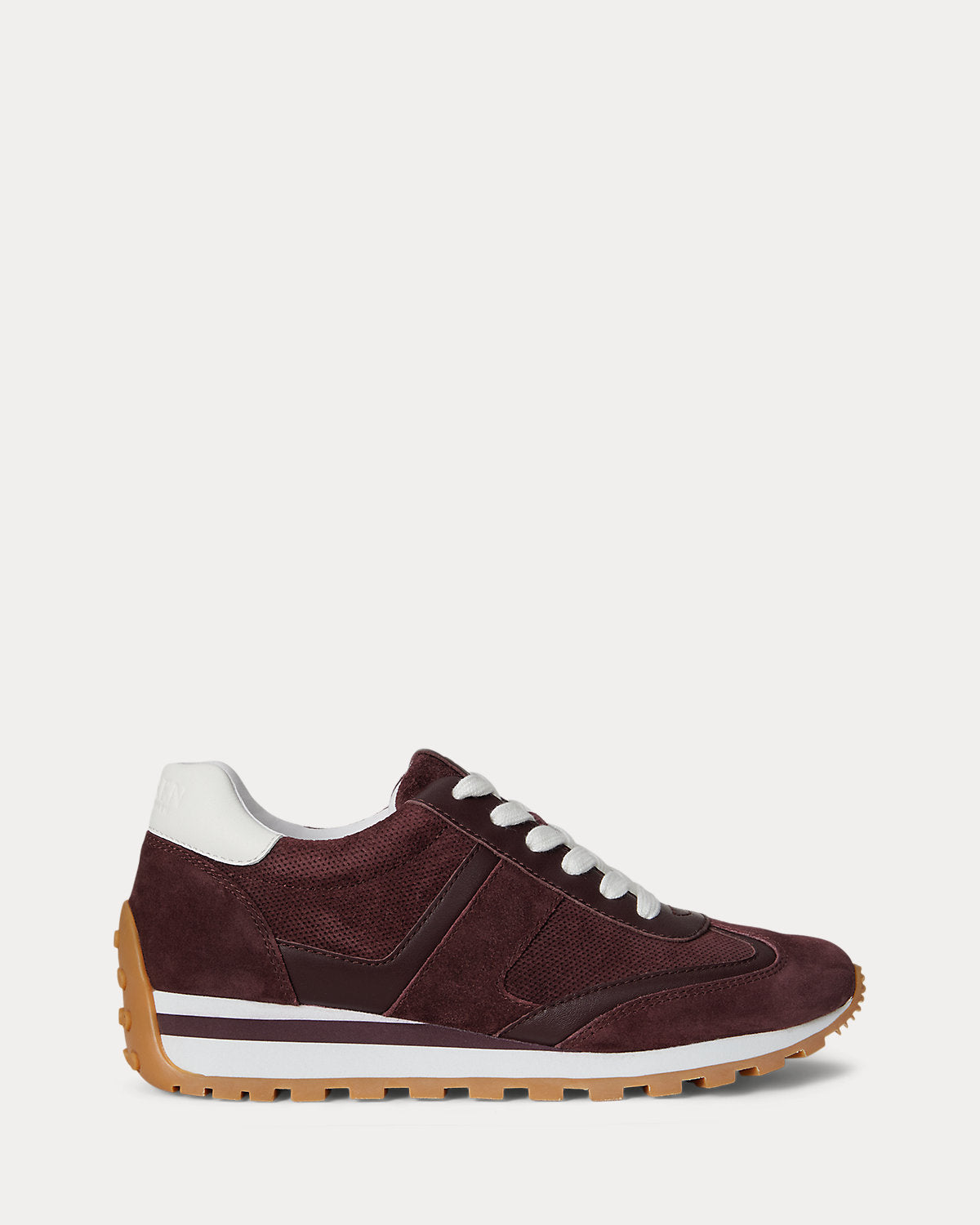 Ralph Lauren Dani Perforated Suede Sneaker Dark Garnet