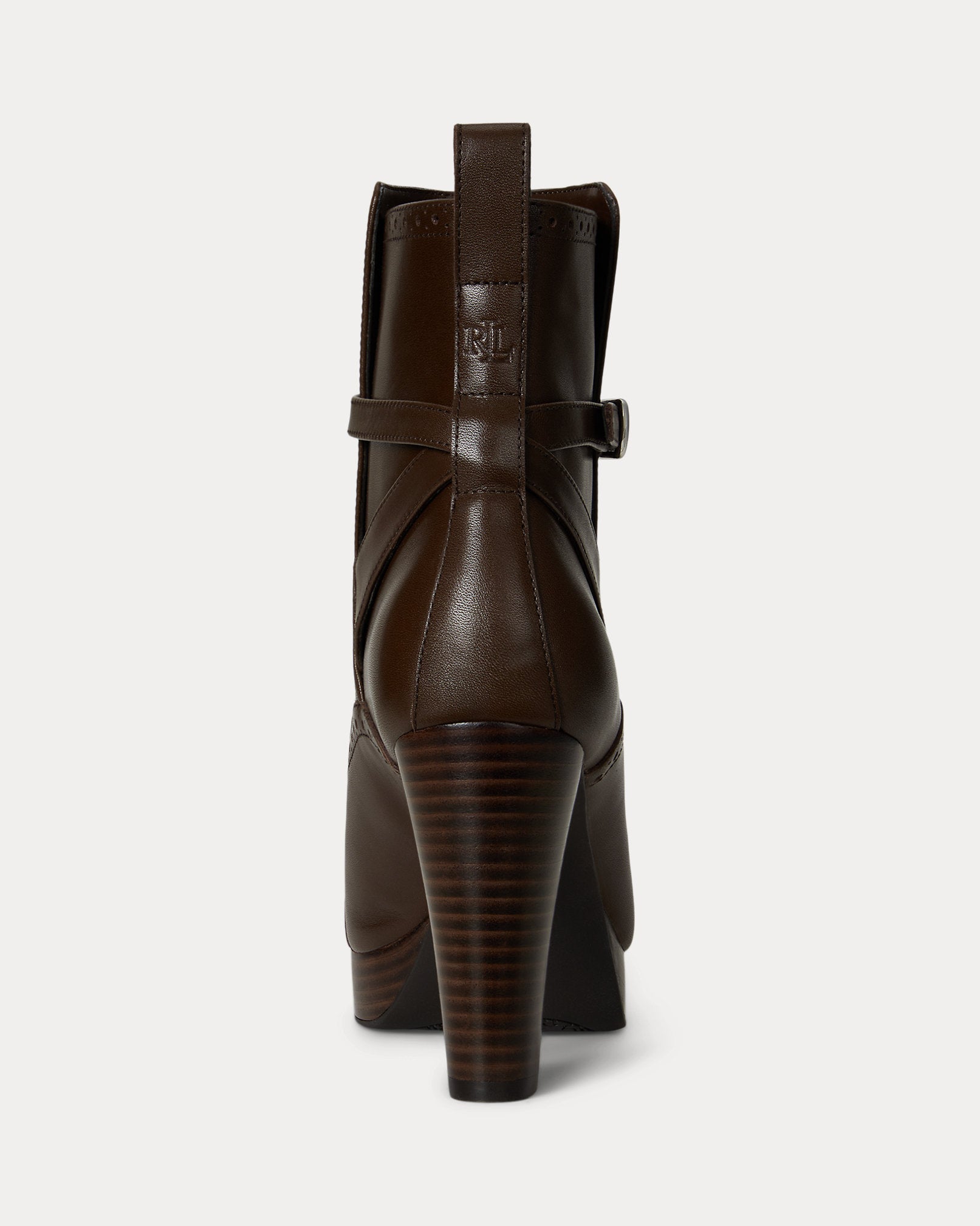 Ralph Lauren Mckinsey Calfskin Bootie Dark Hickory