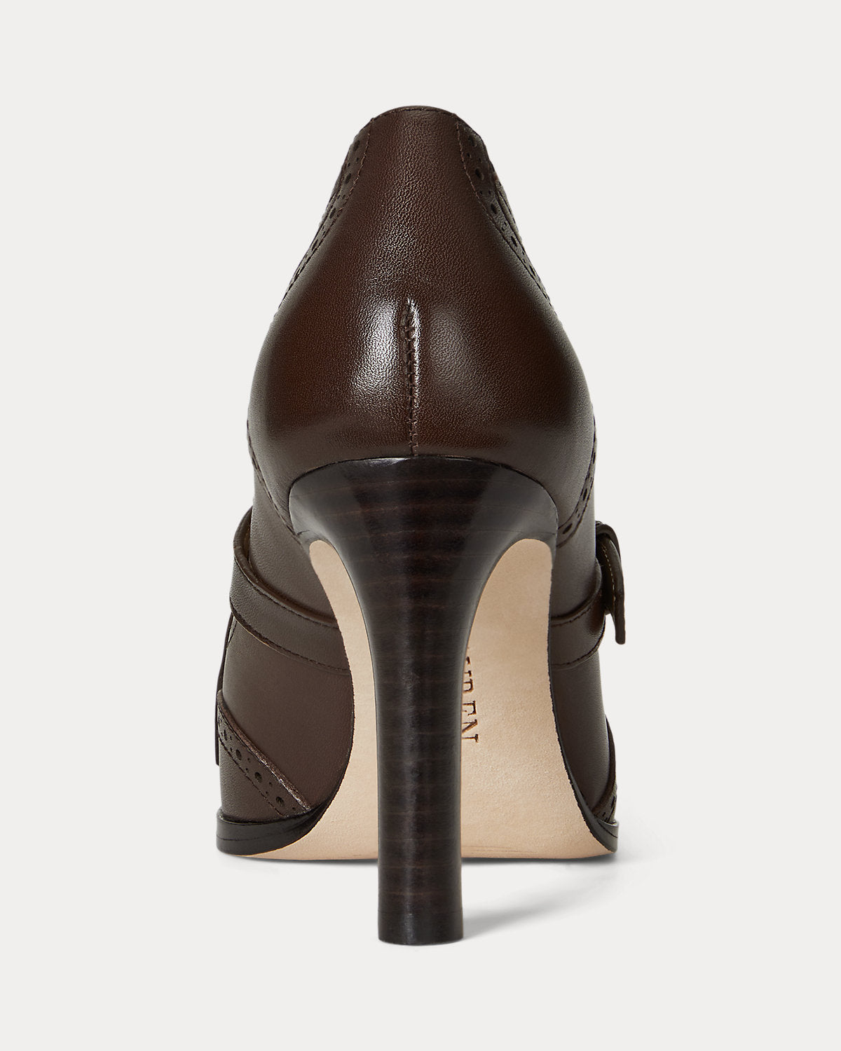 Ralph Lauren Colleen Perforated Calfskin Kiltie Pump Dark Hickory