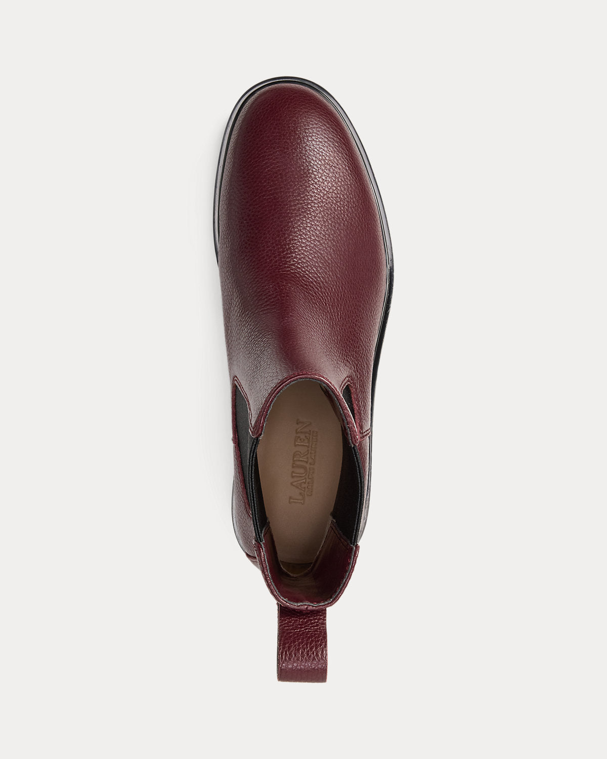 Ralph Lauren Allyson Pebbled Leather Bootie Dark Garnet