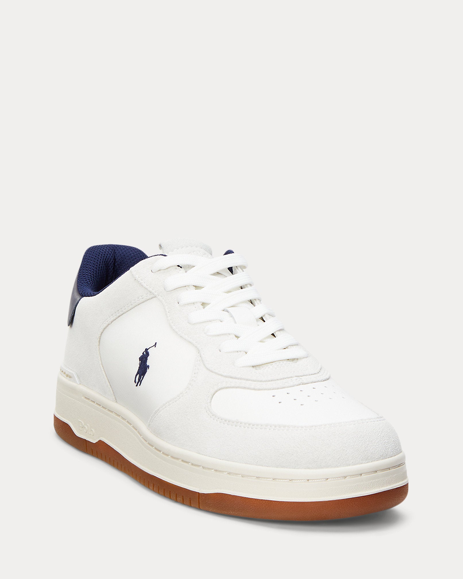 Ralph Lauren Masters Court Suedepaneled Sneaker Deckwash White