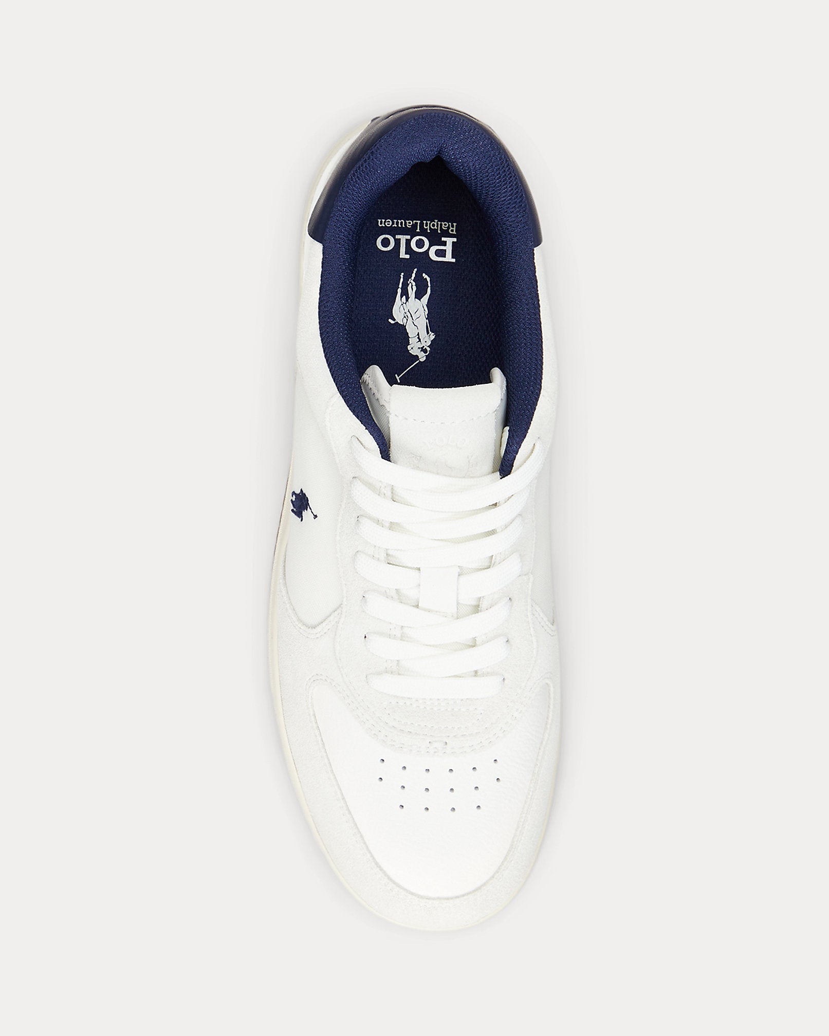 Ralph Lauren Masters Court Suedepaneled Sneaker Deckwash White