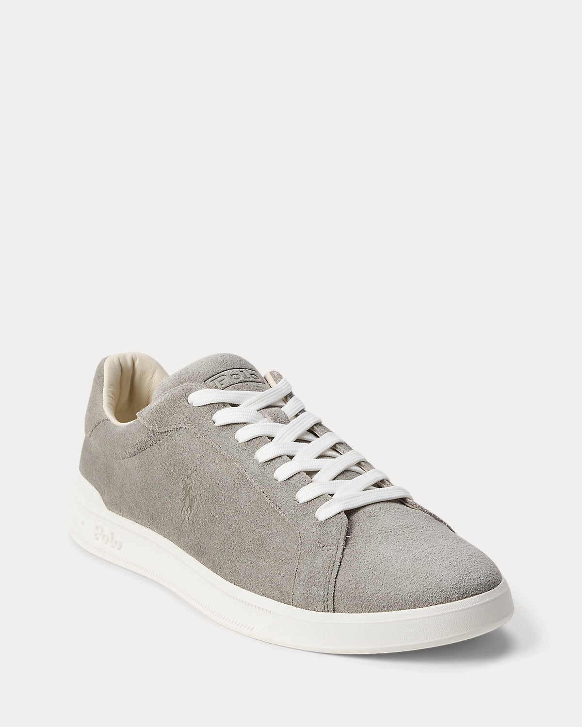 Ralph Lauren Heritage Court Ii Suede Sneaker Earth Grey