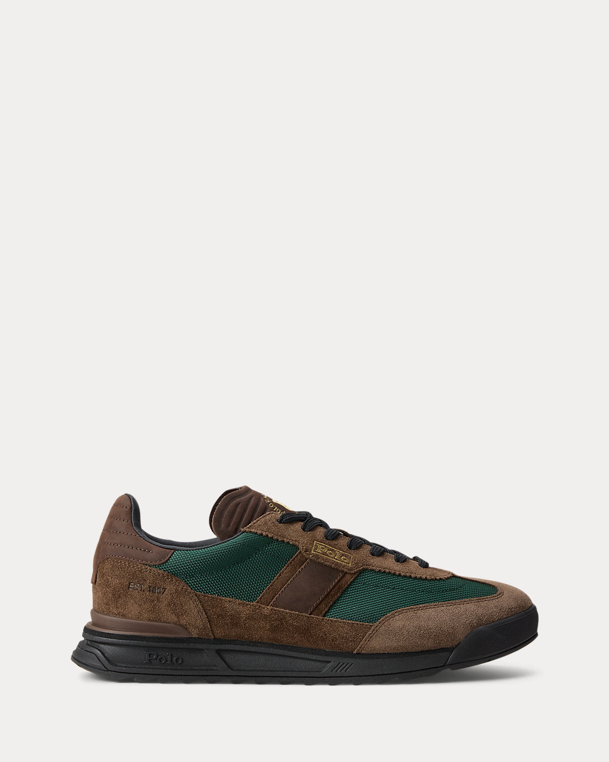 Ralph Lauren Varick Suedepaneled Sneaker Chocolate Brown