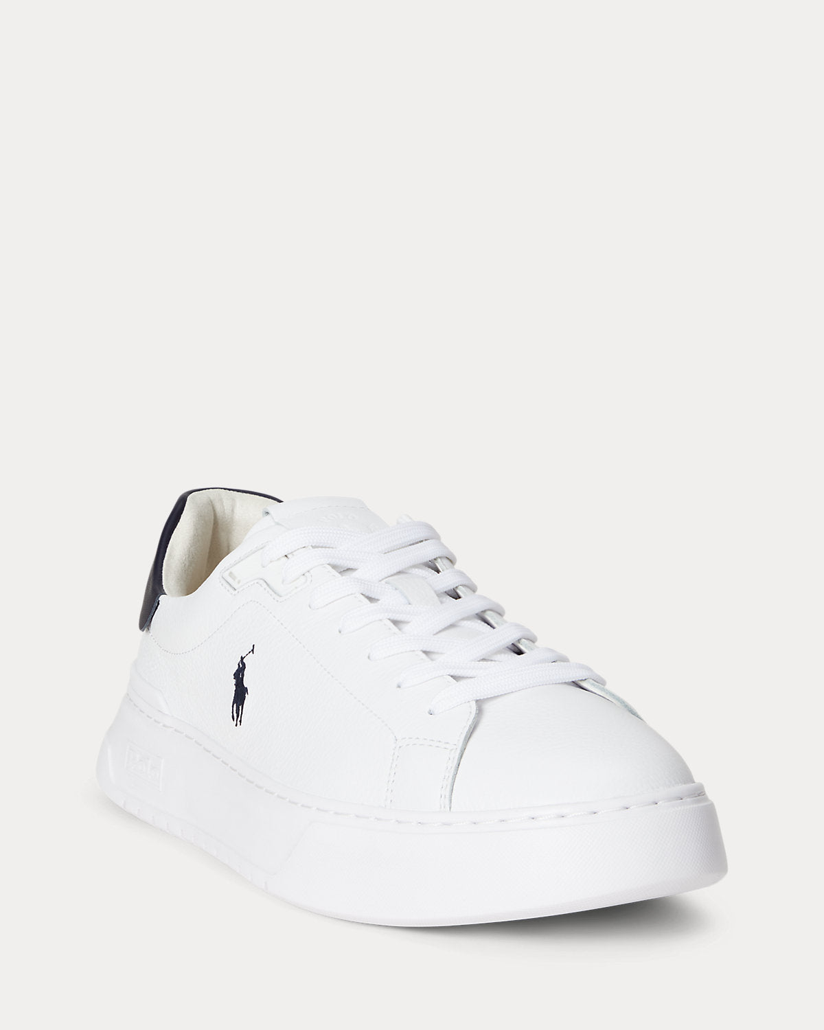 Ralph Lauren Rlite Court Tumbled Leather Sneaker White