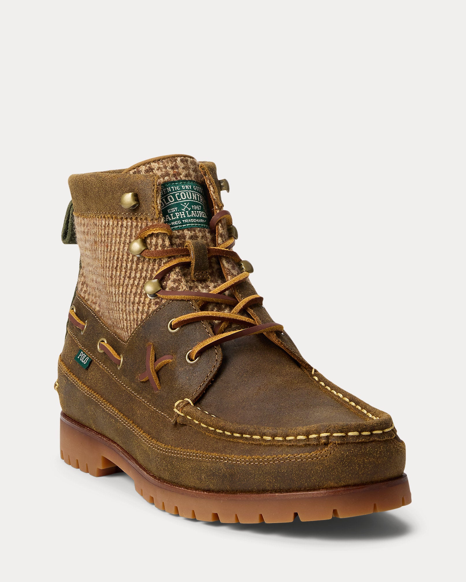 Ralph Lauren Ranger Mid Suede Wool Tweed Boot Tweed Colorblock