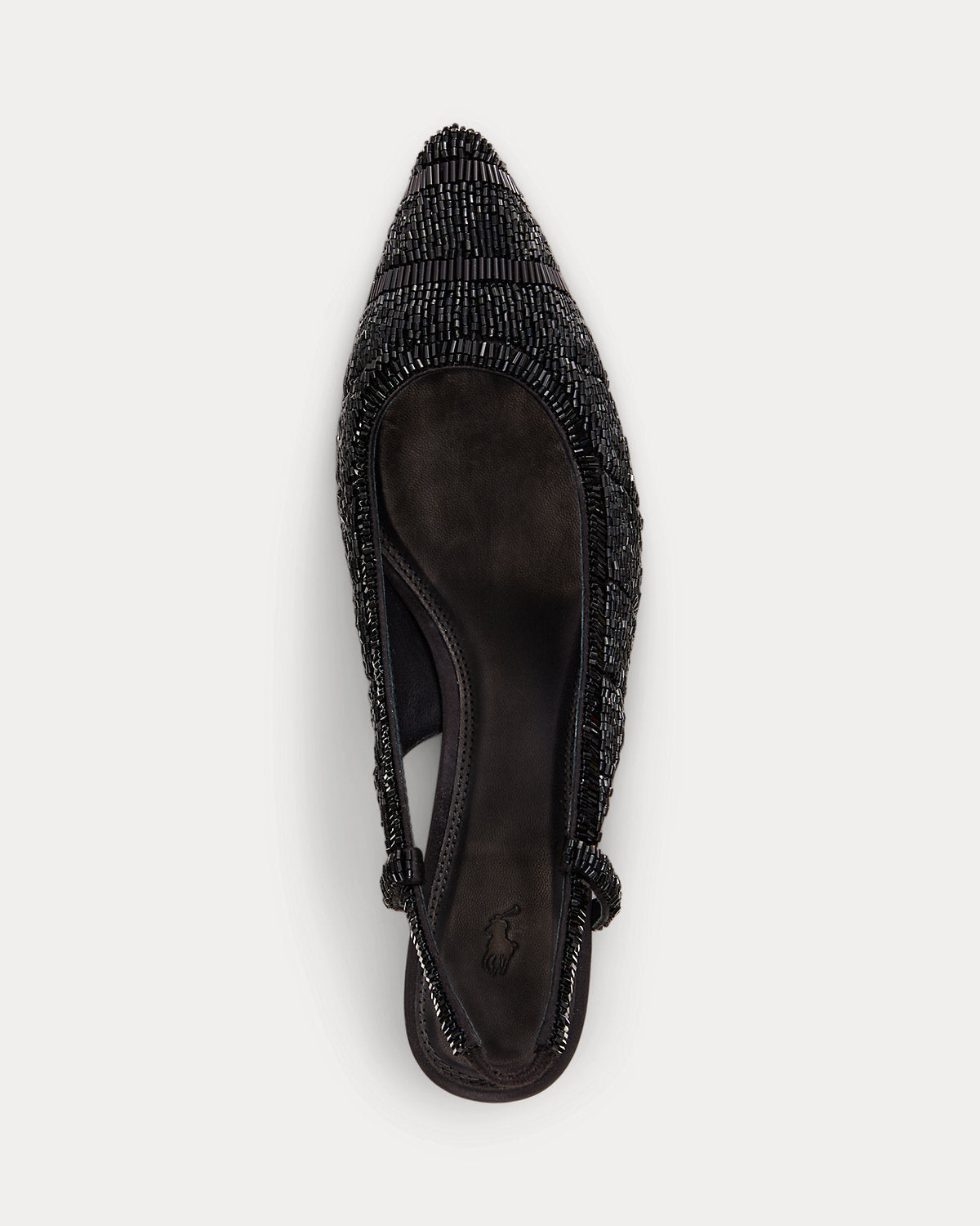 Ralph Lauren Beaded Satin Slingback Heel Black