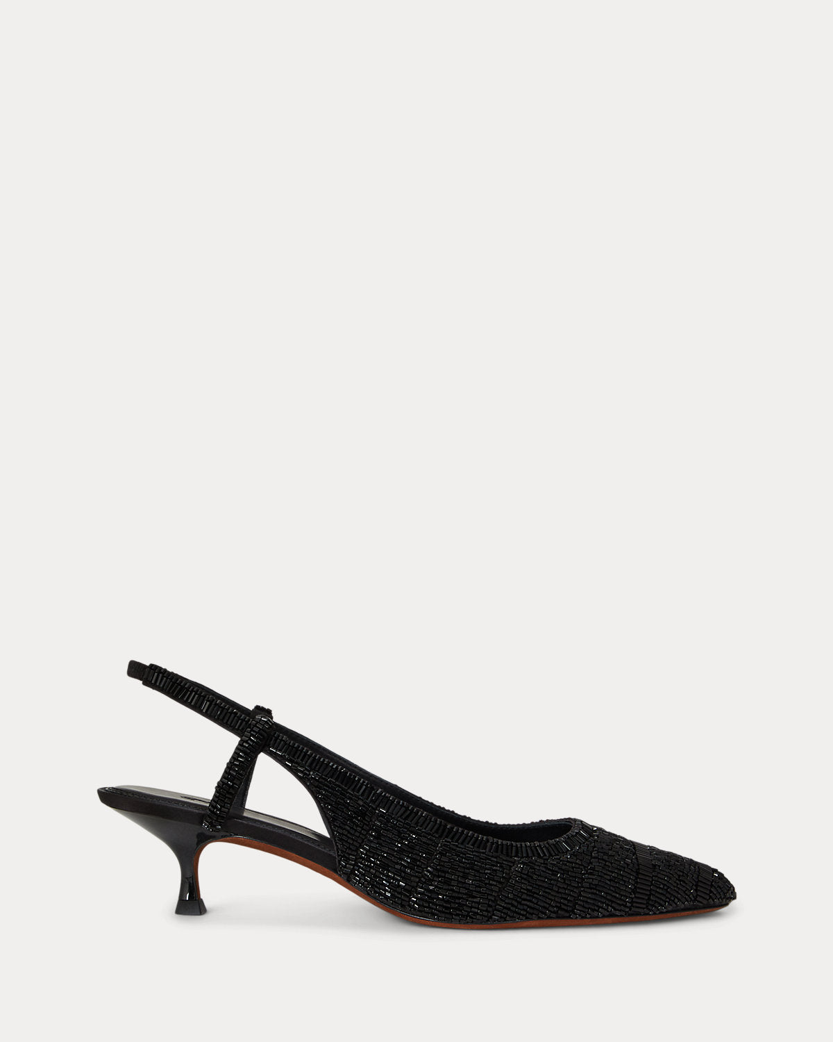 Ralph Lauren Beaded Satin Slingback Heel Black