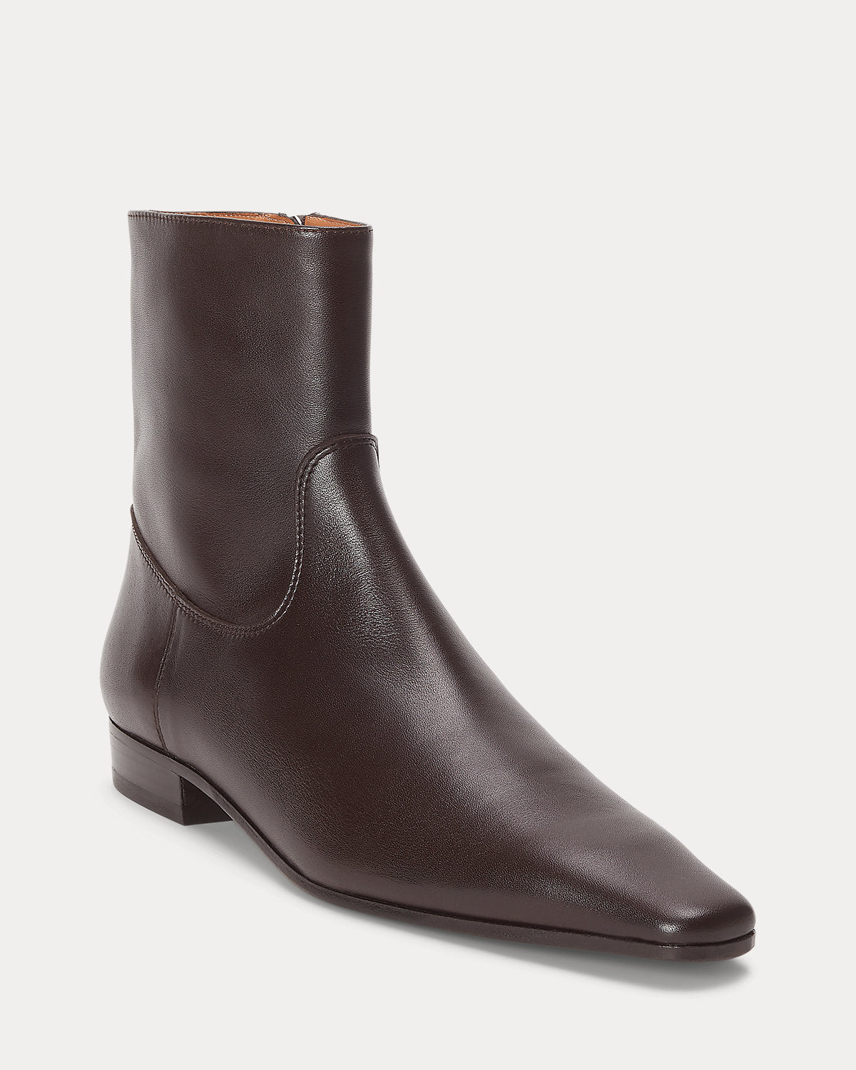 Ralph Lauren Calfskin Ankle Boot Dark Brown
