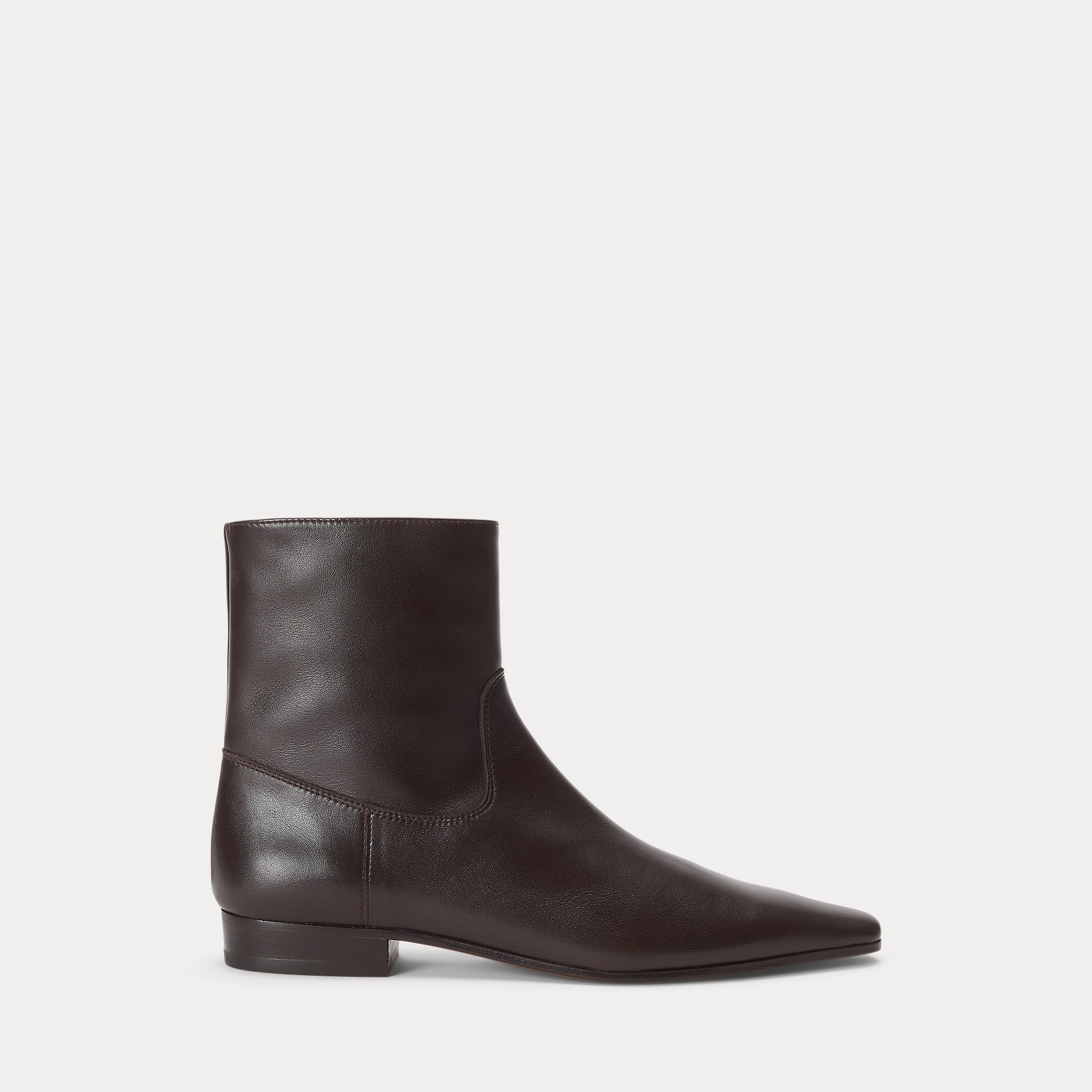 Ralph Lauren Calfskin Ankle Boot Dark Brown