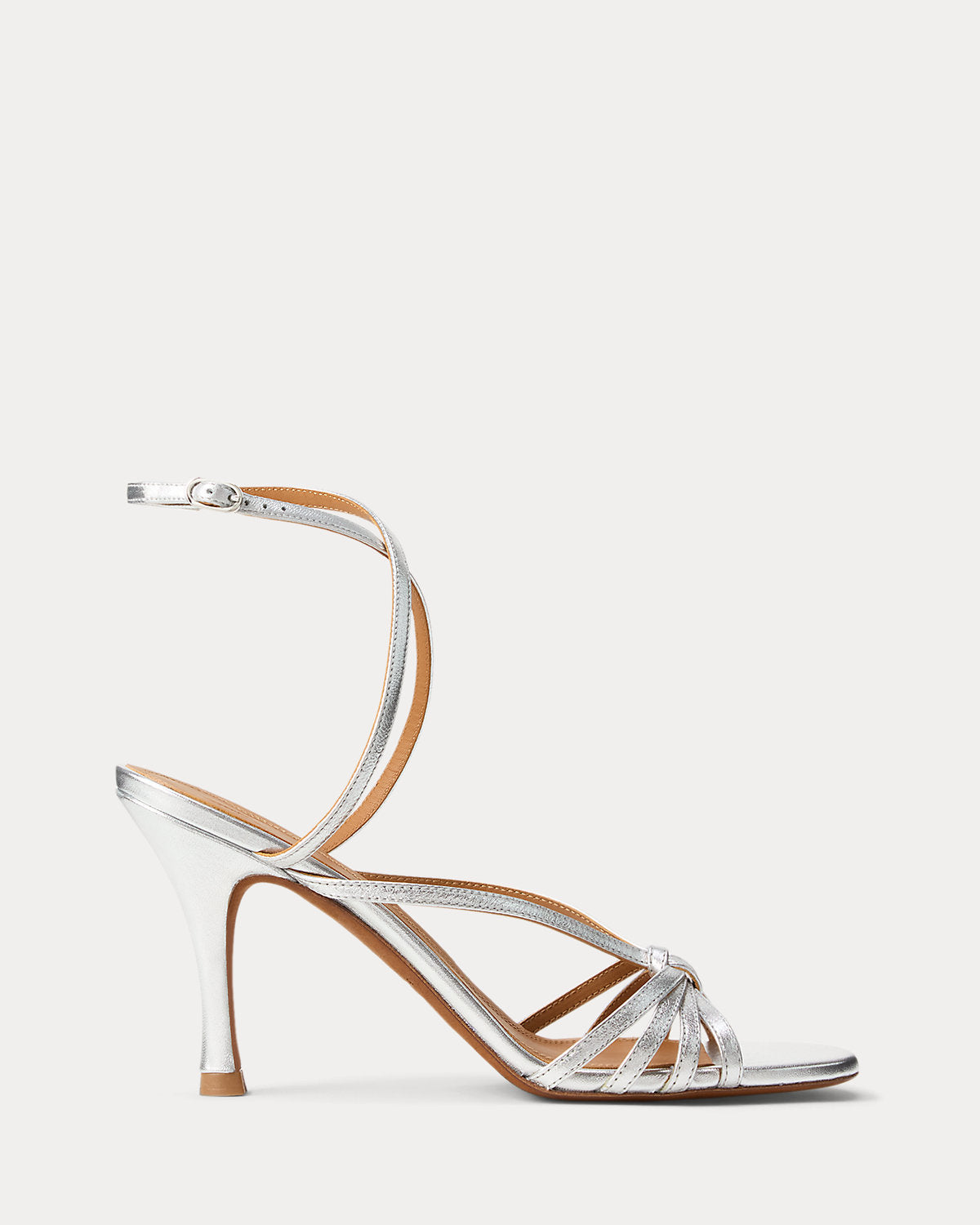 Ralph Lauren Metallic Leather Knotted Sandal Silver