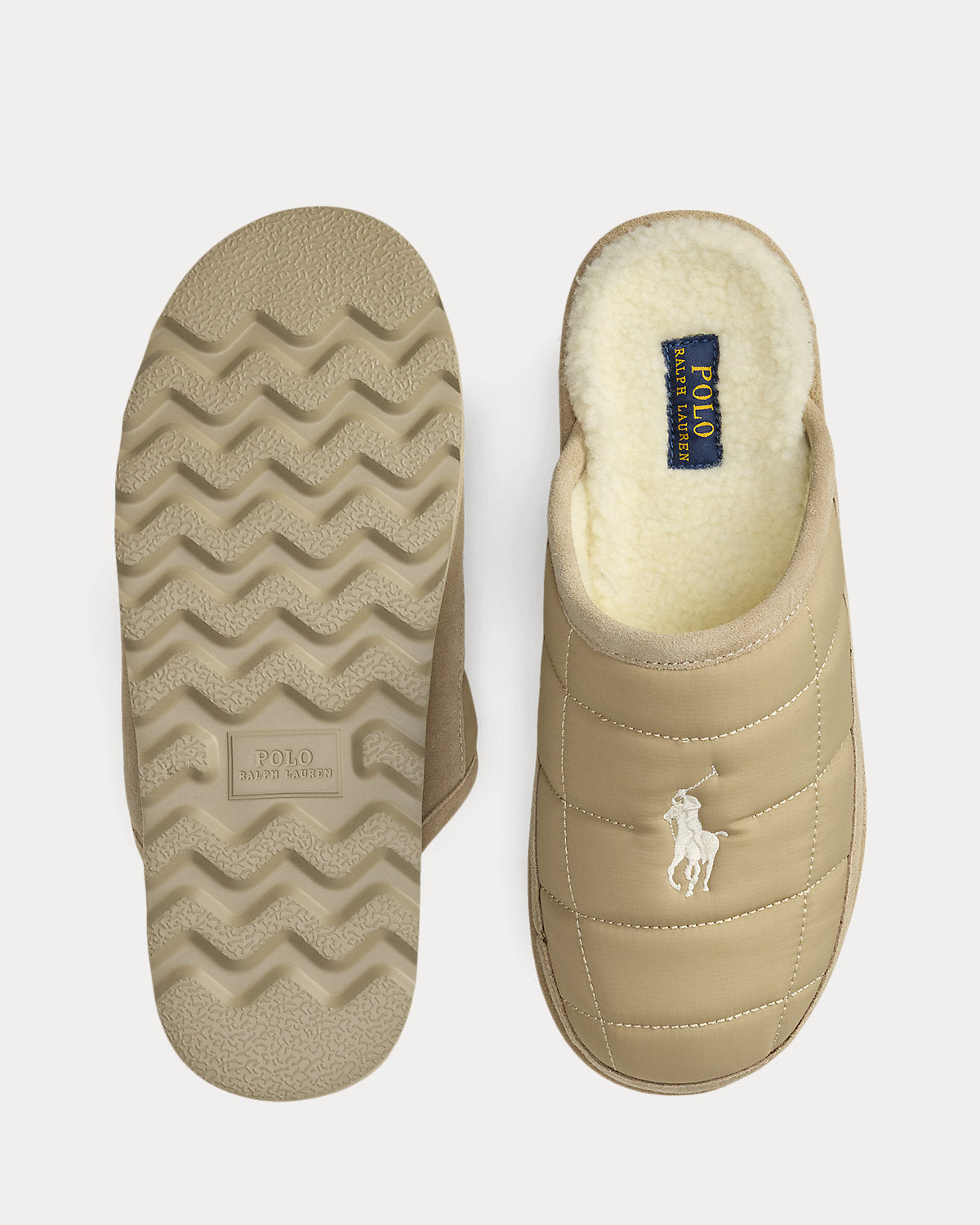 Ralph Lauren Reade Suedetrim Quilted Scuff Slipper Milkshake