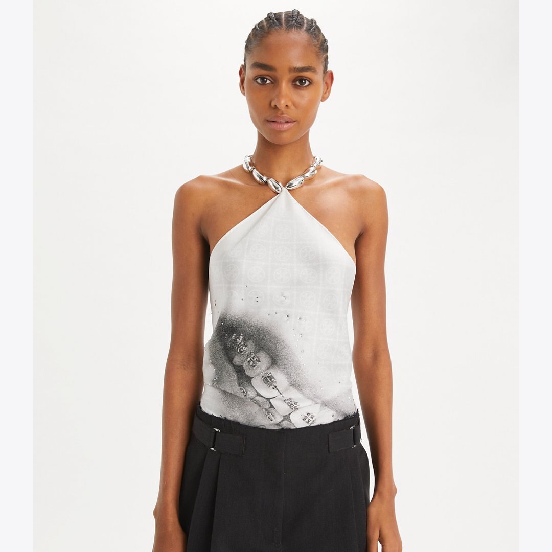 Tory Burch Say Cheese Neckerchief Grey