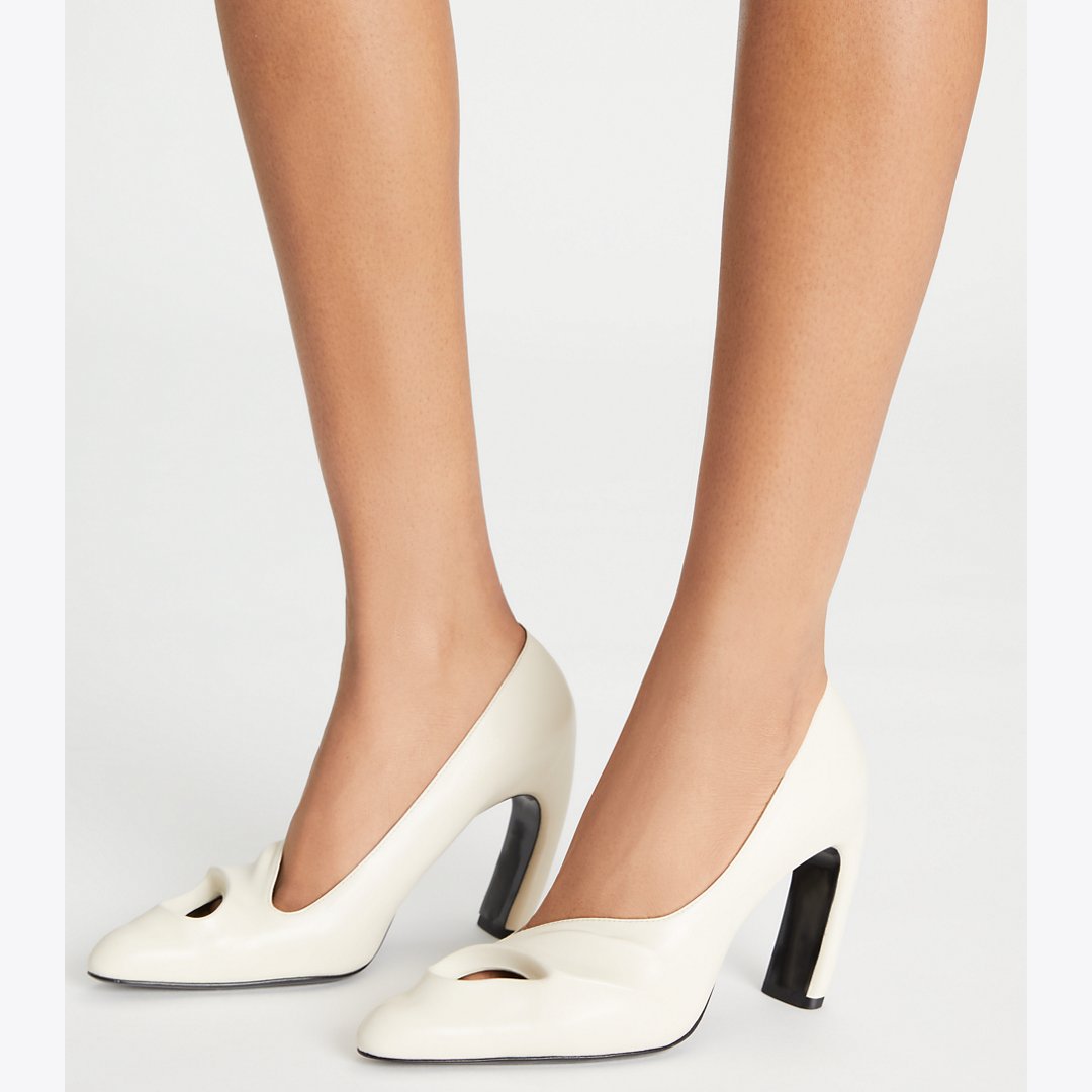 Tory Burch Sculpted Peep-Toe Pump STONE SAND