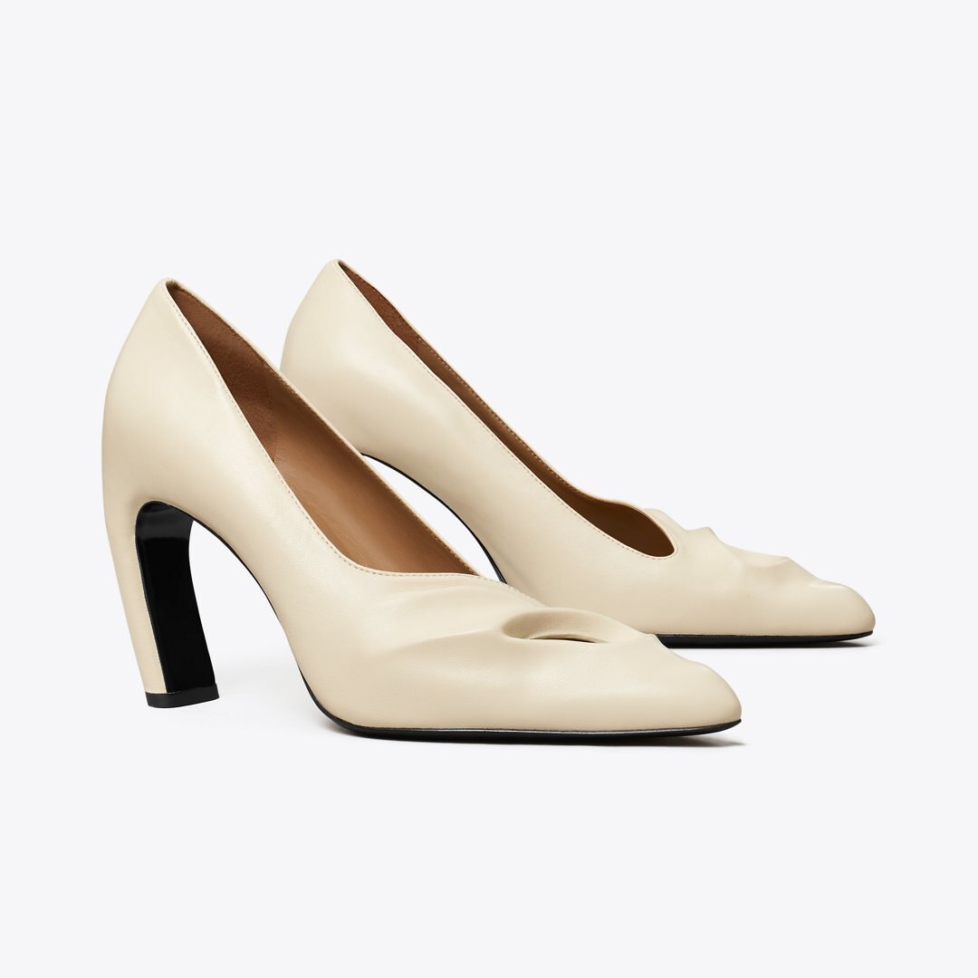 Tory Burch Sculpted Peep-Toe Pump STONE SAND