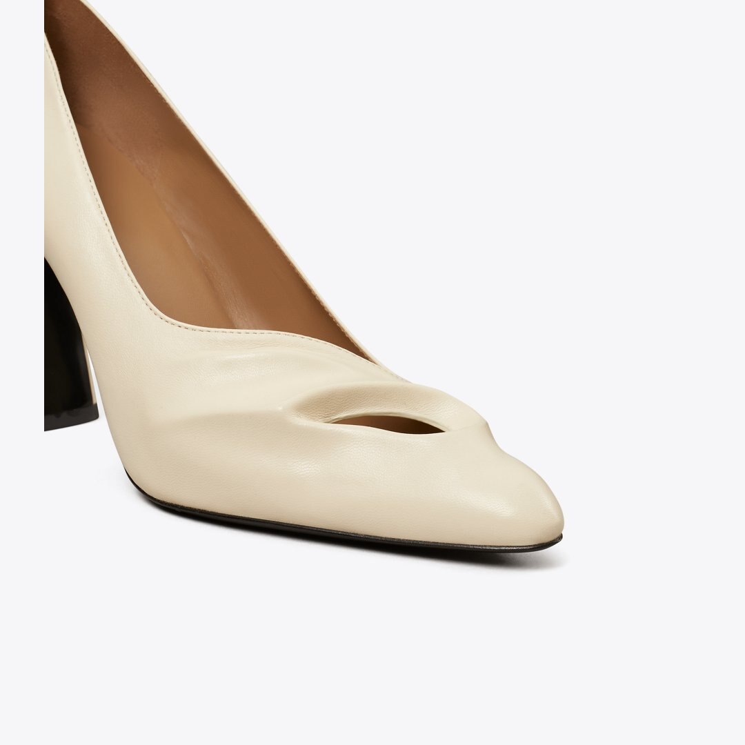 Tory Burch Sculpted Peep-Toe Pump STONE SAND