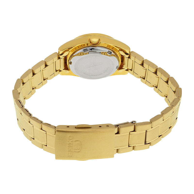 Seiko 5 Automatic Black Dial Gold-Tone Women's Watch