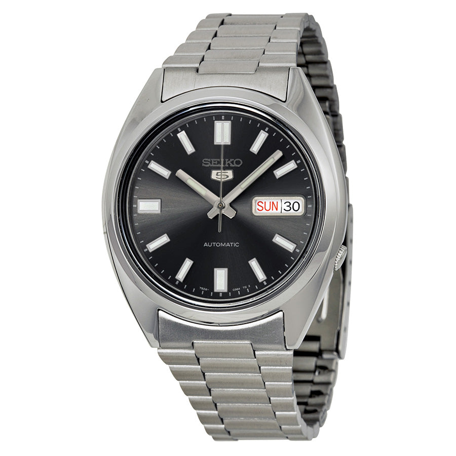 Seiko 5 Automatic Black Dial Stainless Steel Mens Watch