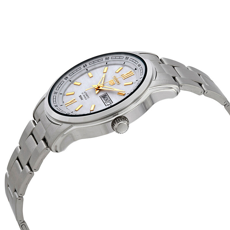 Seiko 5 Automatic White Dial Stainless Steel Mens Watch