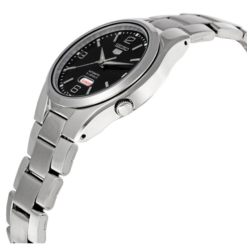 Seiko 5 Black Dial Stainless Steel Mens Watch