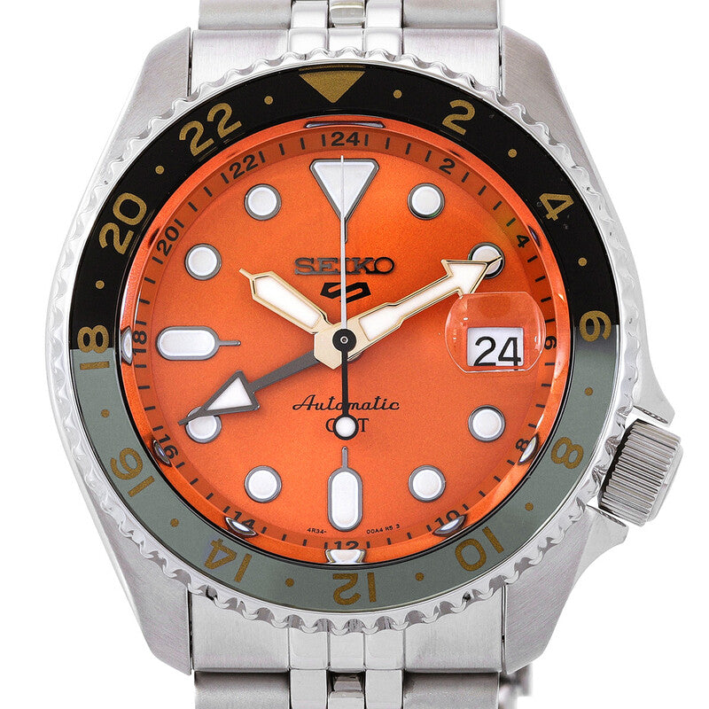 Seiko 5 Sports Gmt Automatic Orange Dial Mens Watch