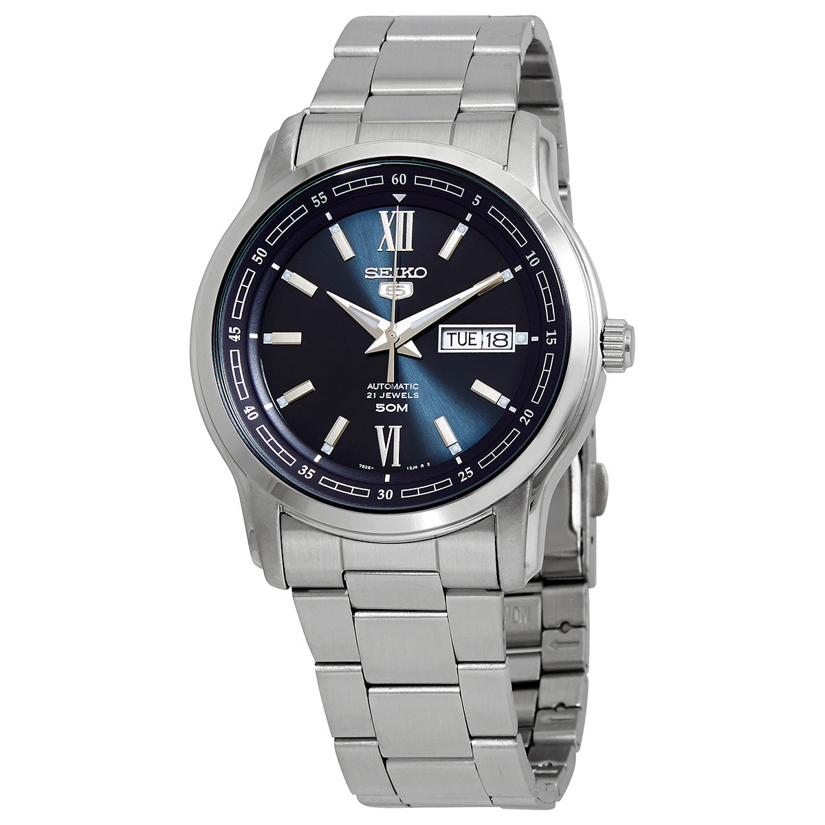 Seiko Automatic Blue Dial Stainless Steel Mens Watch