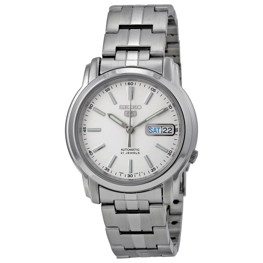 Seiko Automatic White Dial Stainless Steel Mens Watch