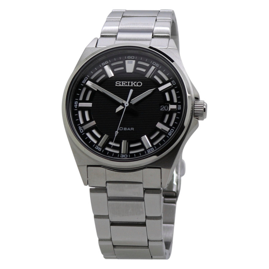 Seiko Classic Quartz Black Dial Mens Watch
