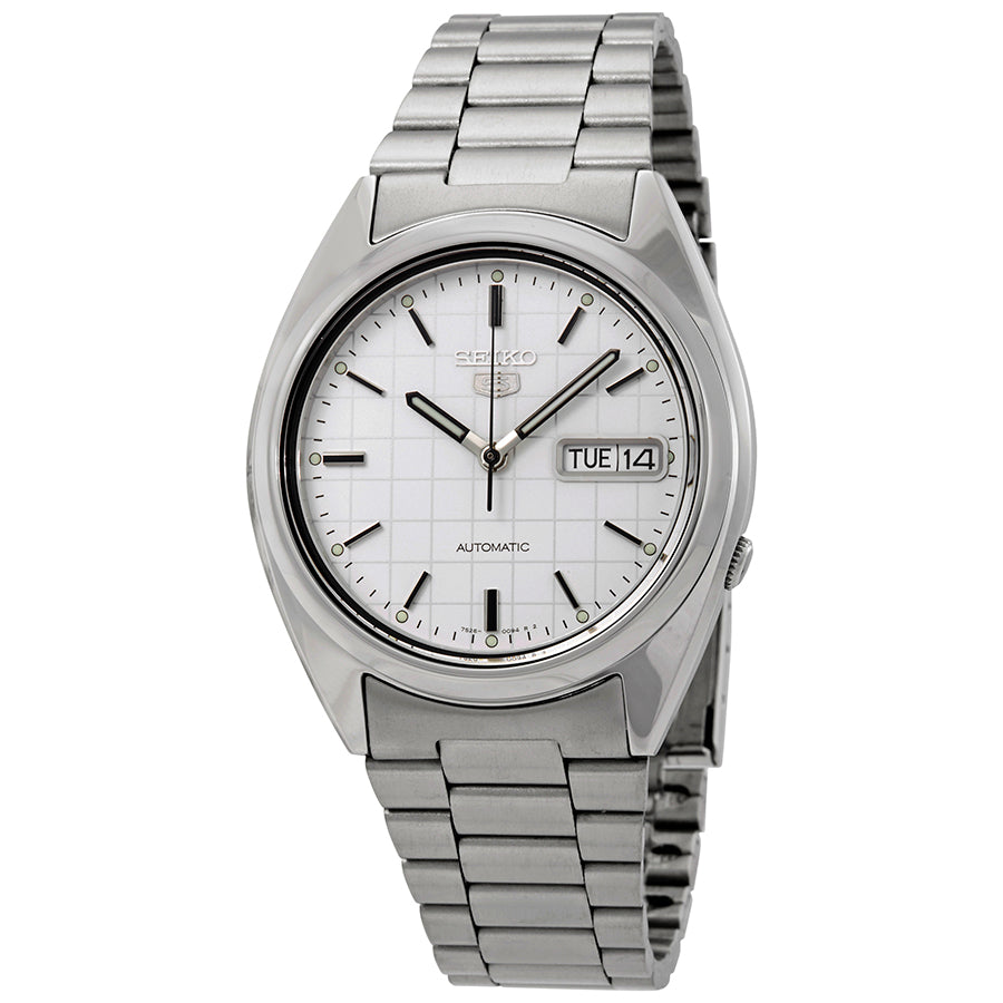 Seiko Series 5 Automatic White Grid Dial Mens Watch