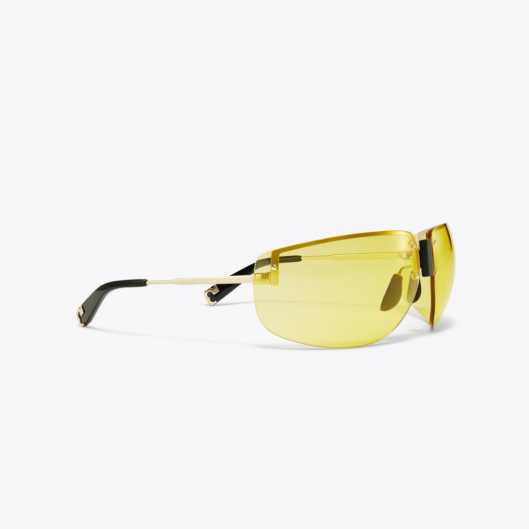 Tory Burch Shield Runway Sunglasses SHINY LIGHT GOLD/YELLOW