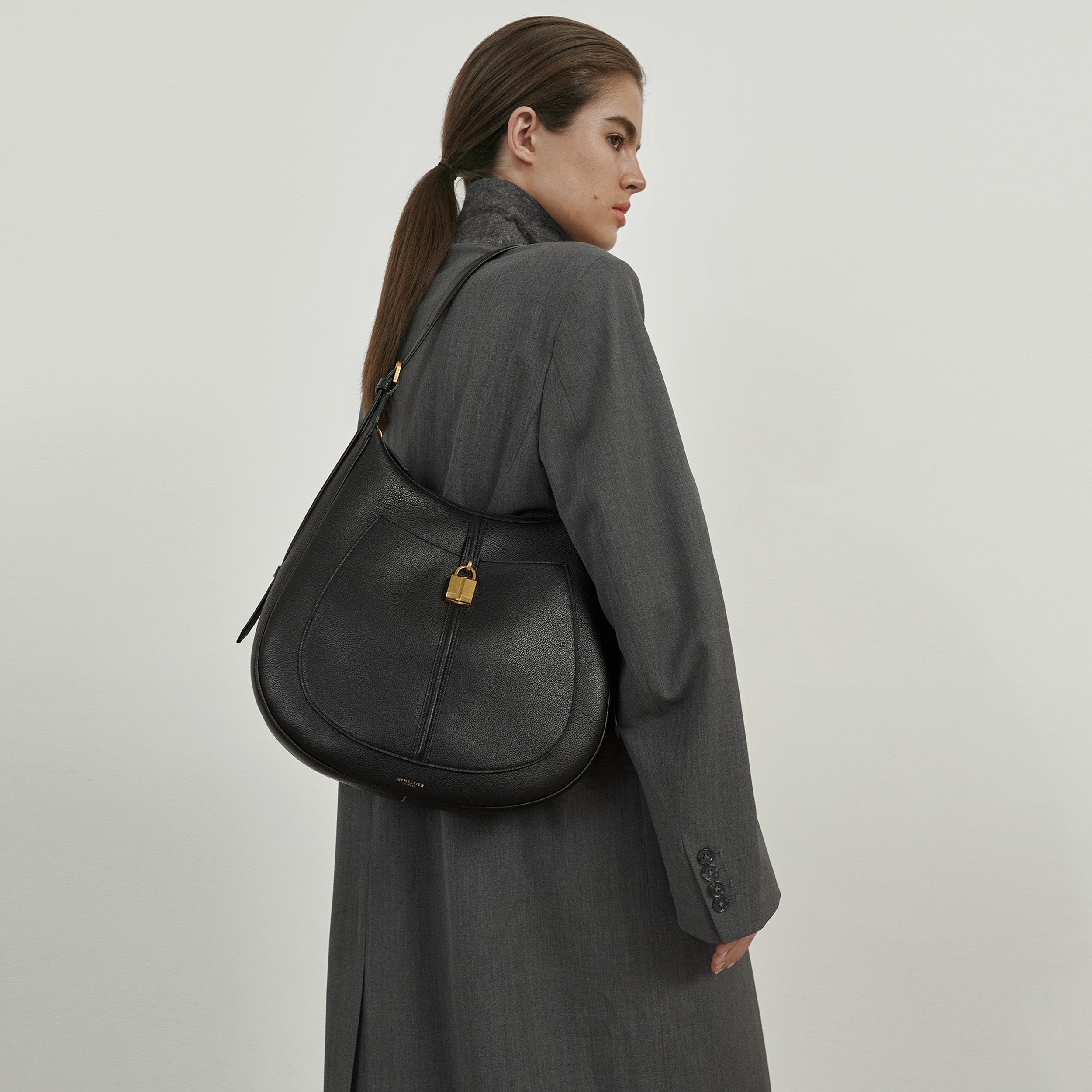 DeMellier The Siena Hobo mocha suede & mocha small grain