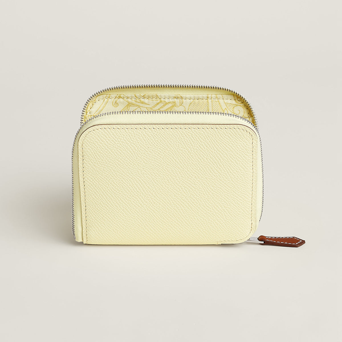 Hermes Silk'In Compact Wallet Jaune Milton