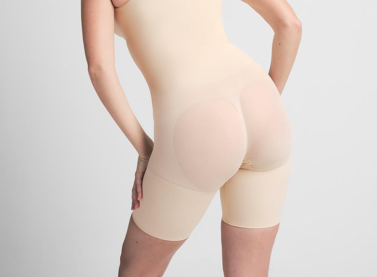 Skims Seamless Sculpt Butt Lifting Open Bust Bodysuit Sand