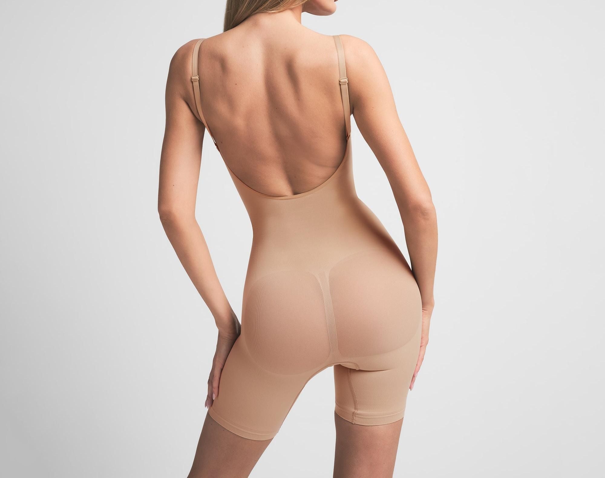 Skims Seamless Sculpt Low Back Mid Thigh Bodysuit Clay