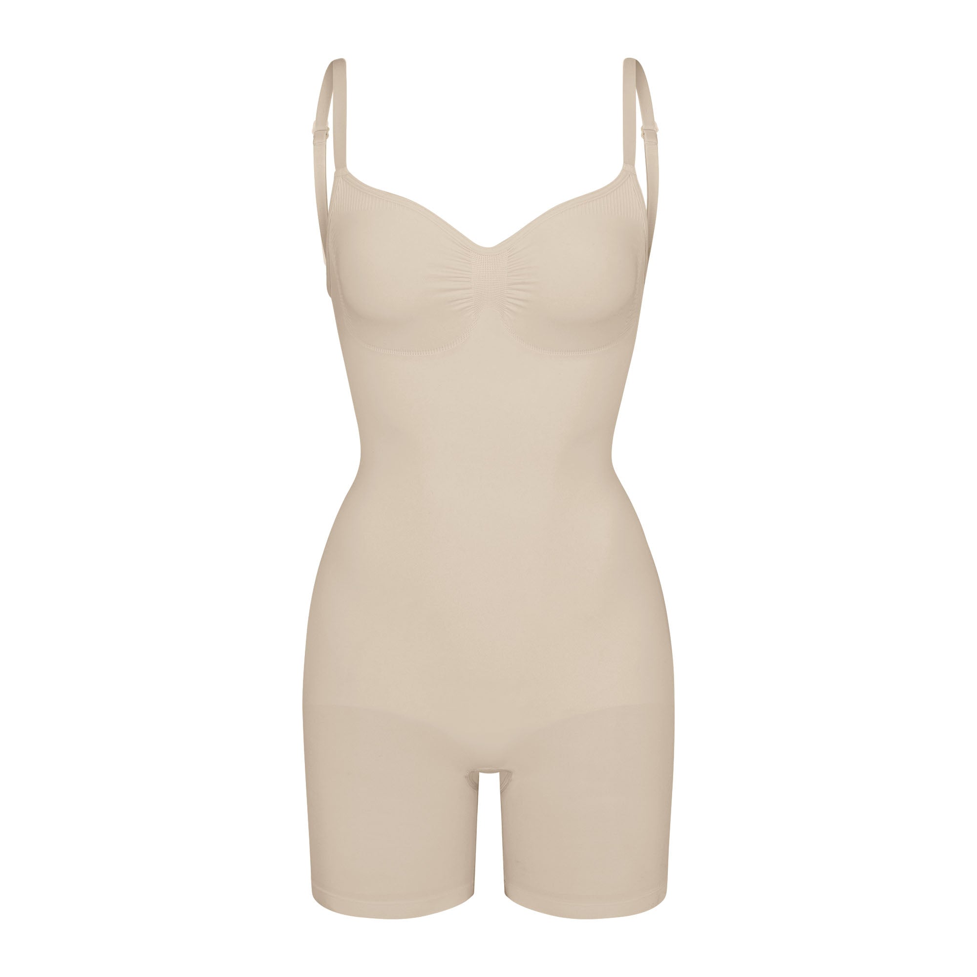 Skims Seamless Sculpt Low Back Mid Thigh Bodysuit Sand