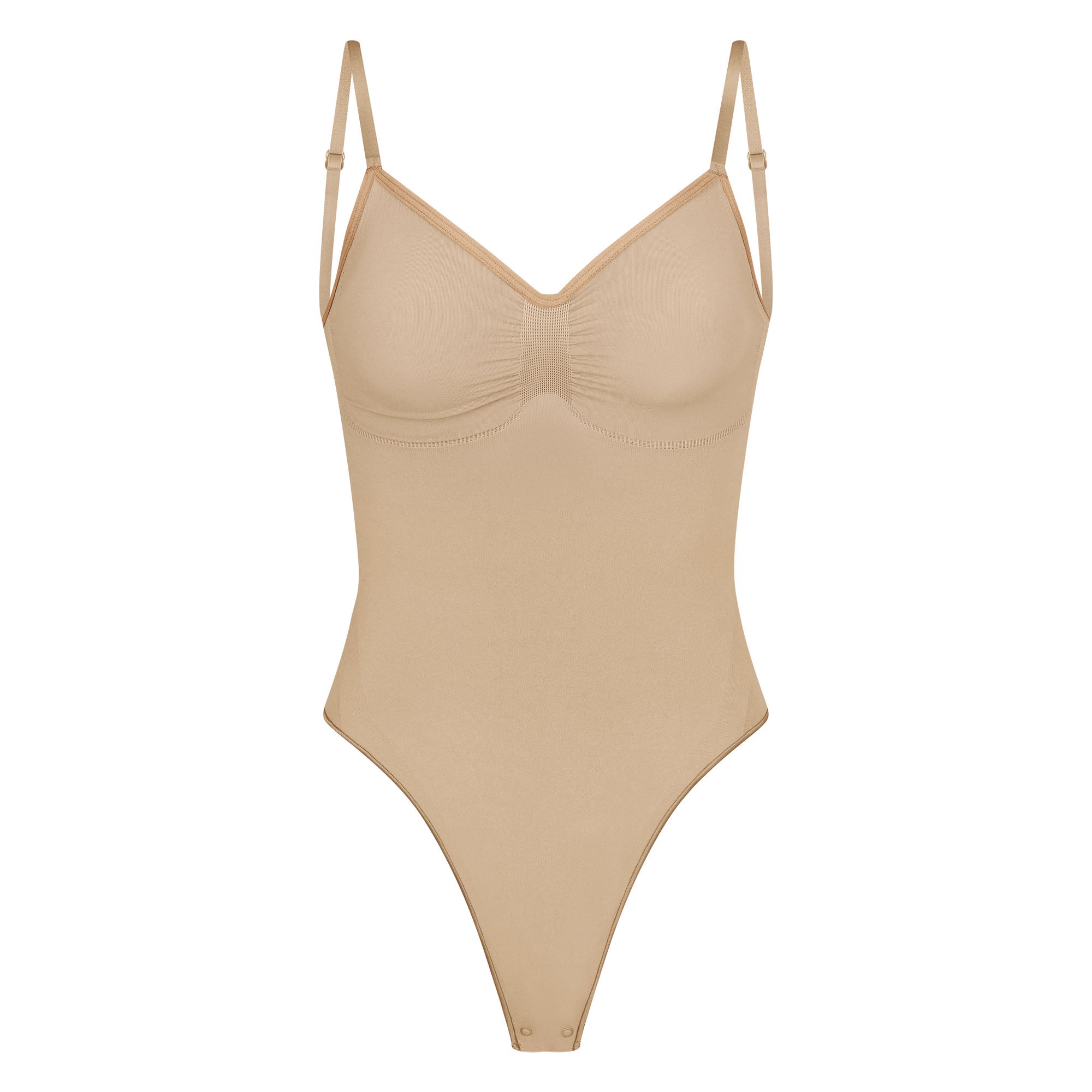 Skims Seamless Sculpt Low Back Thong Bodysuit Clay