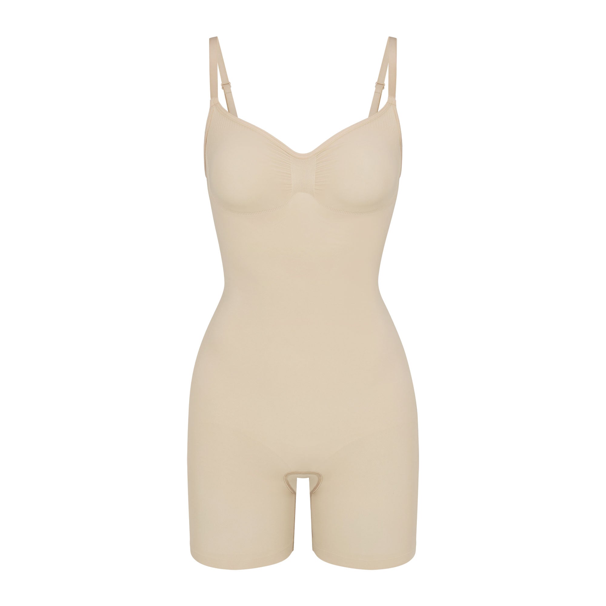 Skims Seamless Sculpt Mid Thigh Bodysuit Sand