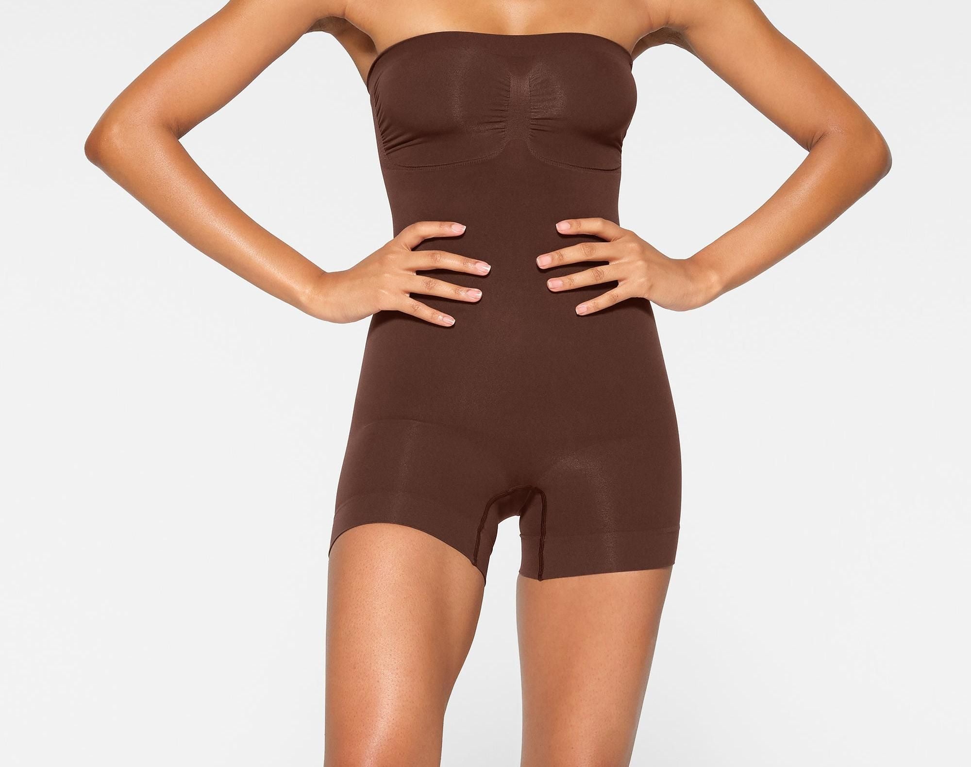Skims Seamless Sculpt Strapless Shortie Bodysuit Cocoa