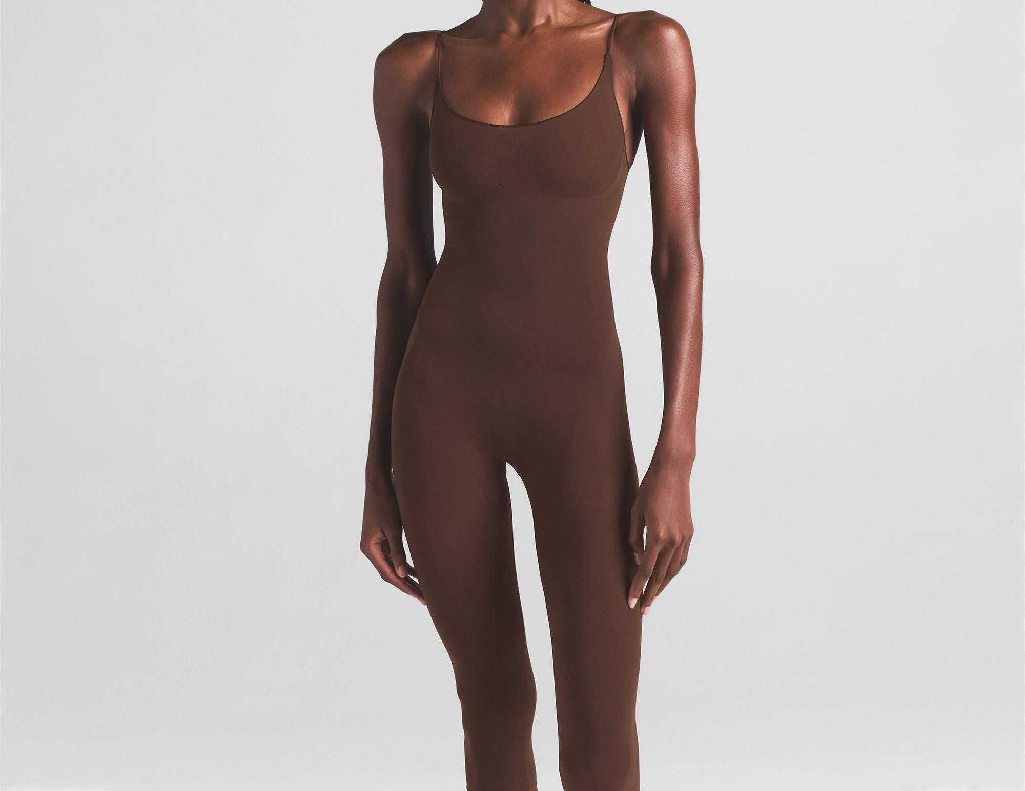 Skims Sheer Seamless Catsuit Cocoa