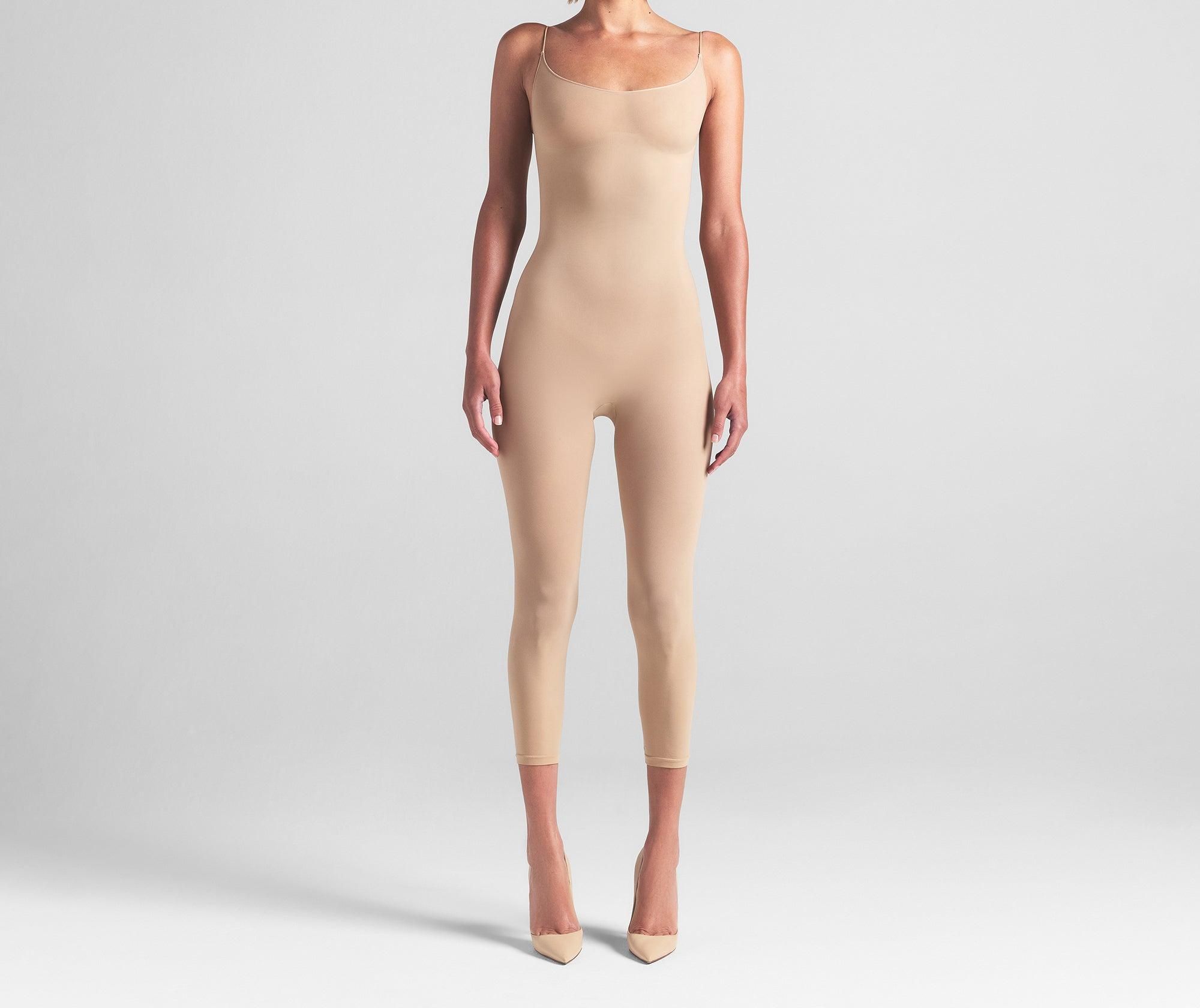 Skims Sheer Seamless Catsuit Sand