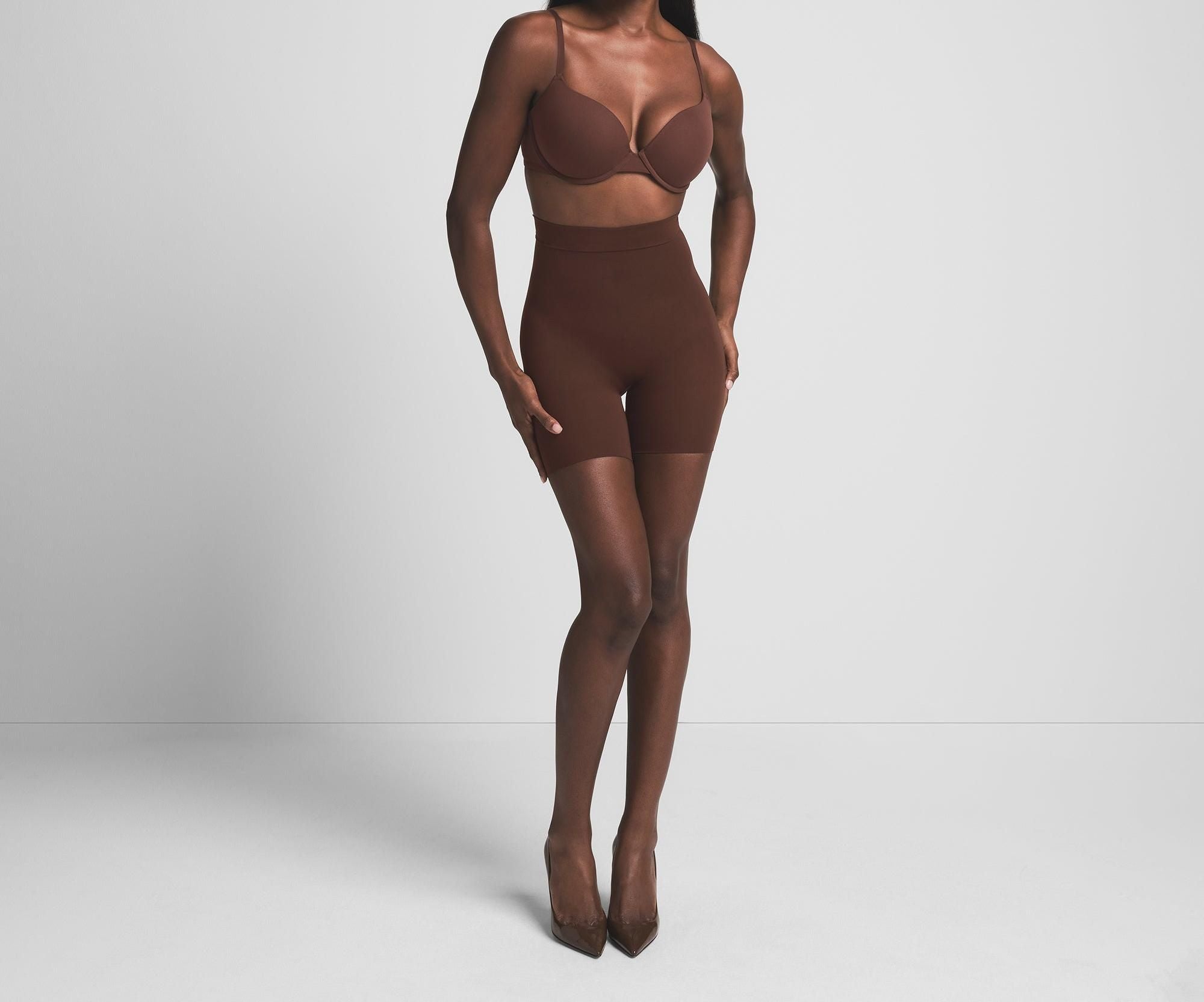 Skims Sheer Seamless High-Waisted Mid Thigh Short Cocoa