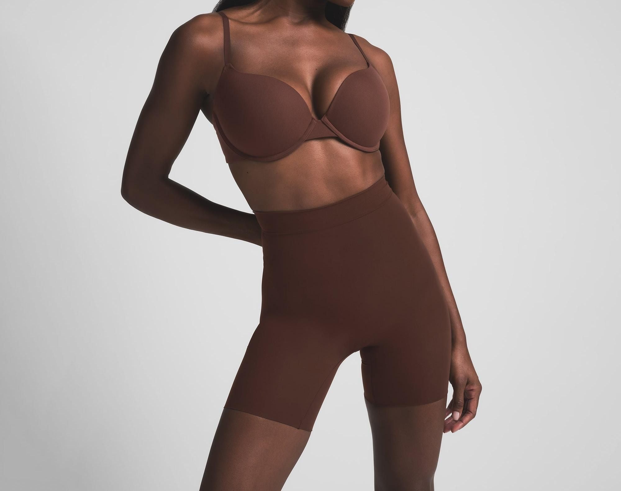 Skims Sheer Seamless High-Waisted Mid Thigh Short Cocoa