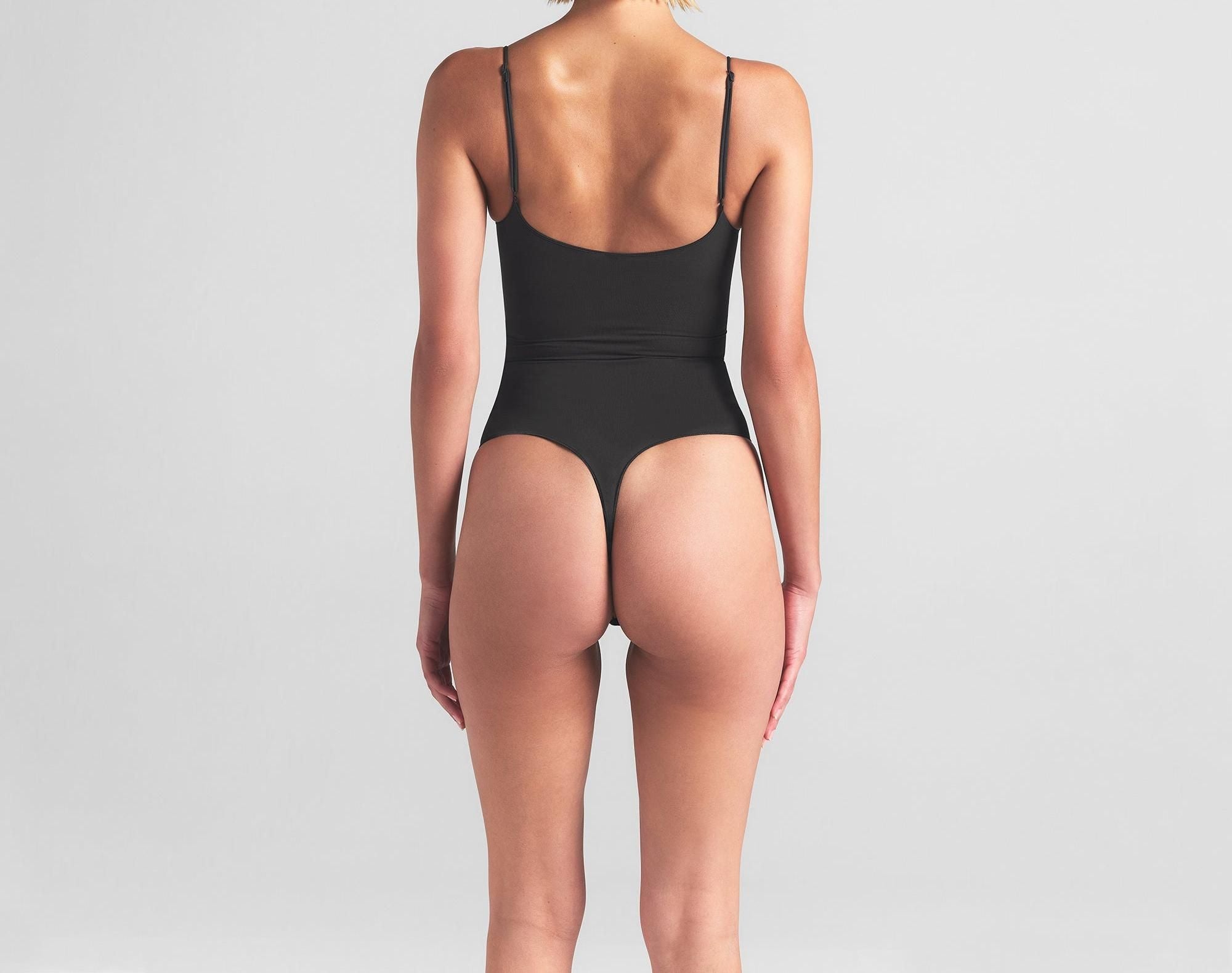 Skims Sheer Seamless Thong Bodysuit Onyx
