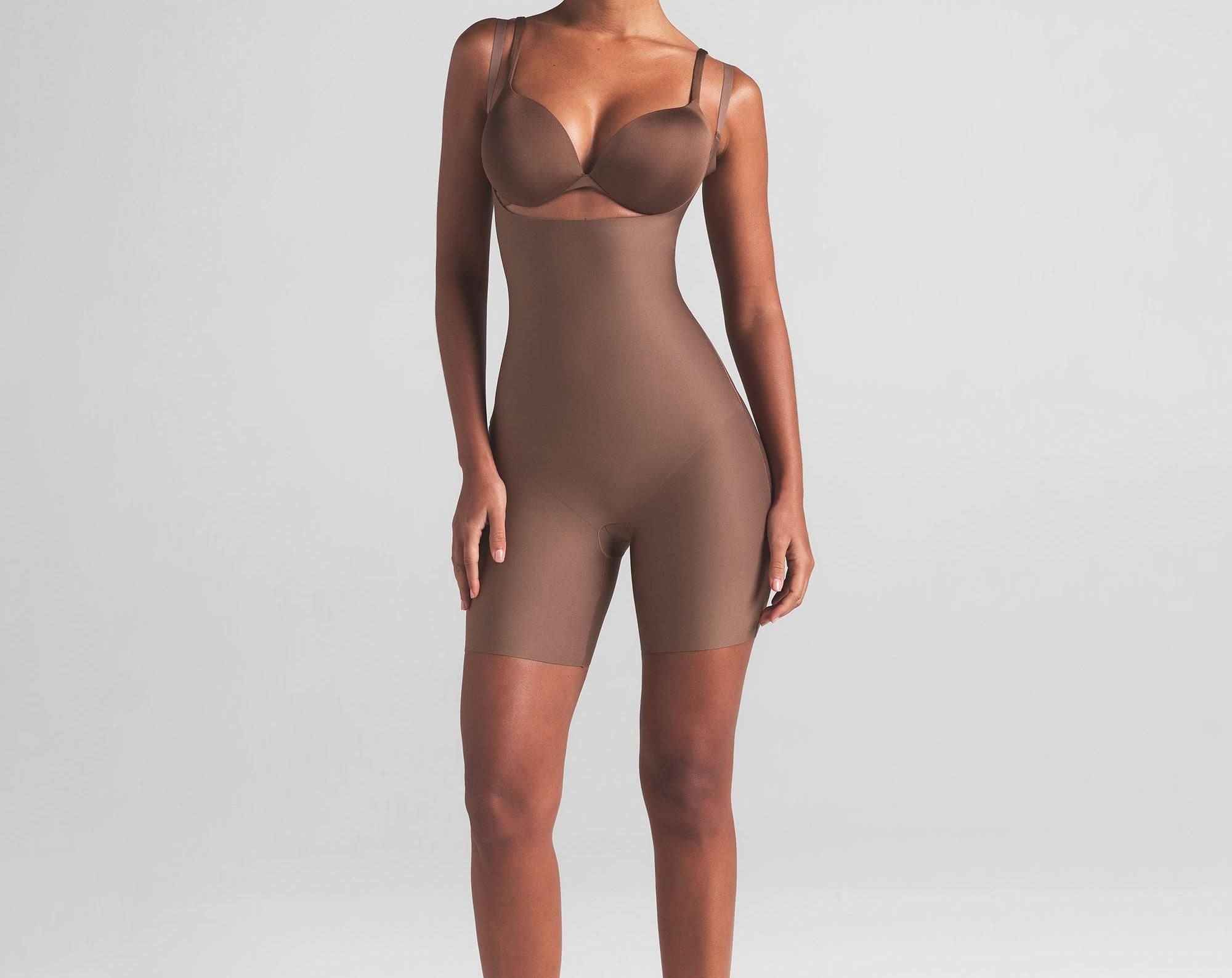 Skims Skims Body Core Sculpt Open Bust Mid Thigh Bodysuit Jasper