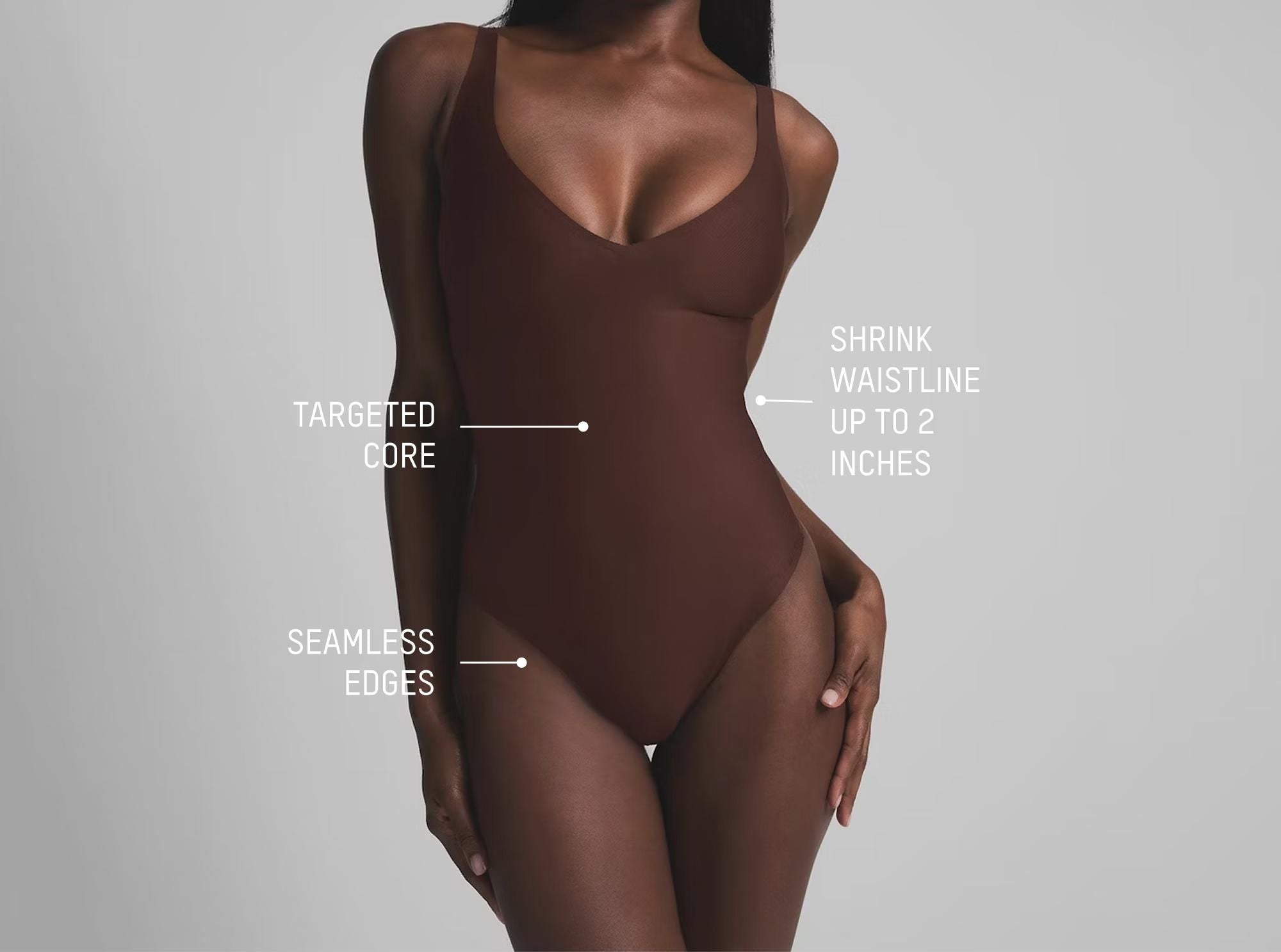 Skims Skims Body Core Sculpt Plunge Thong Bodysuit Cocoa