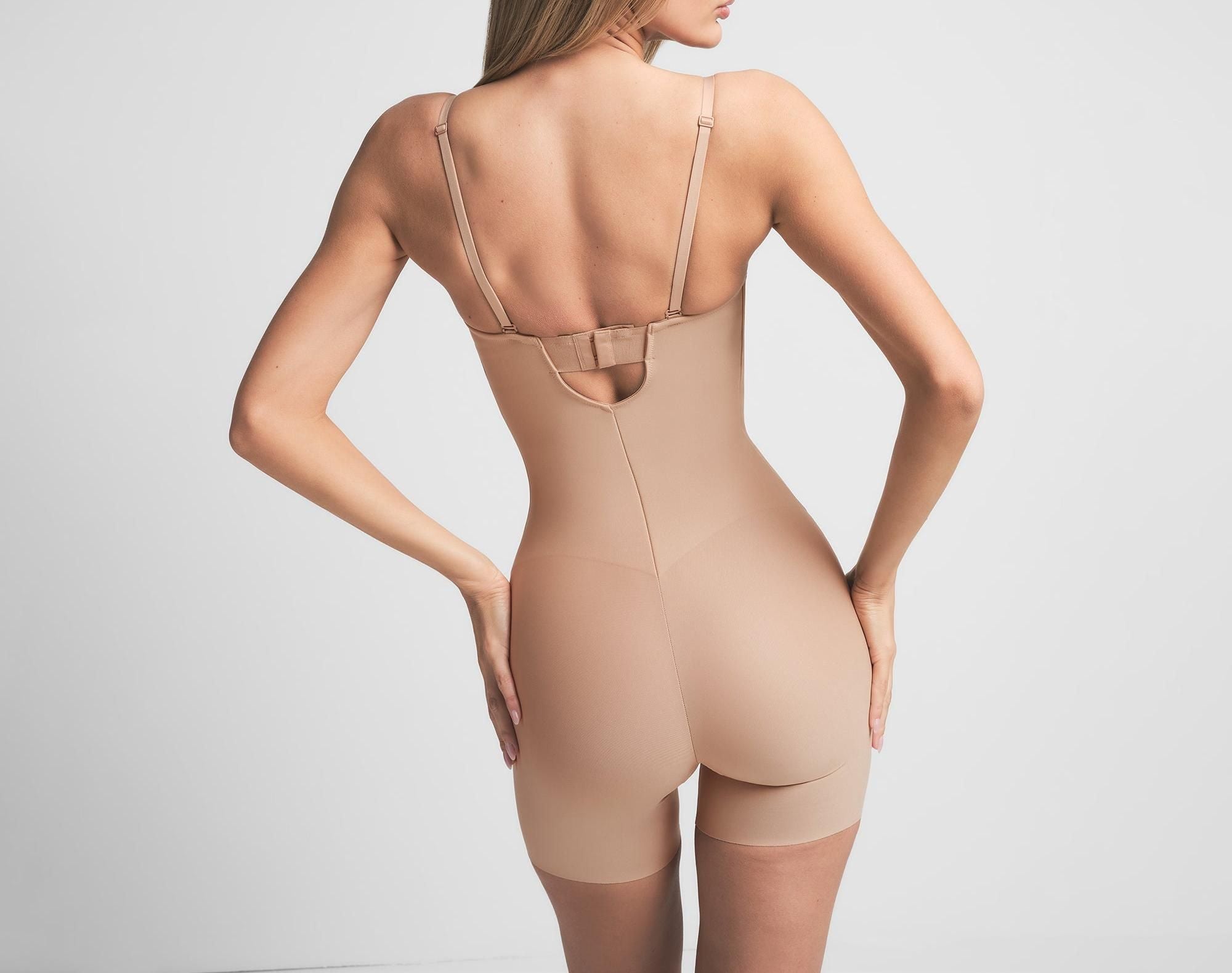 Skims Skims Body Core Sculpt Underwire Mid Thigh Bodysuit Clay