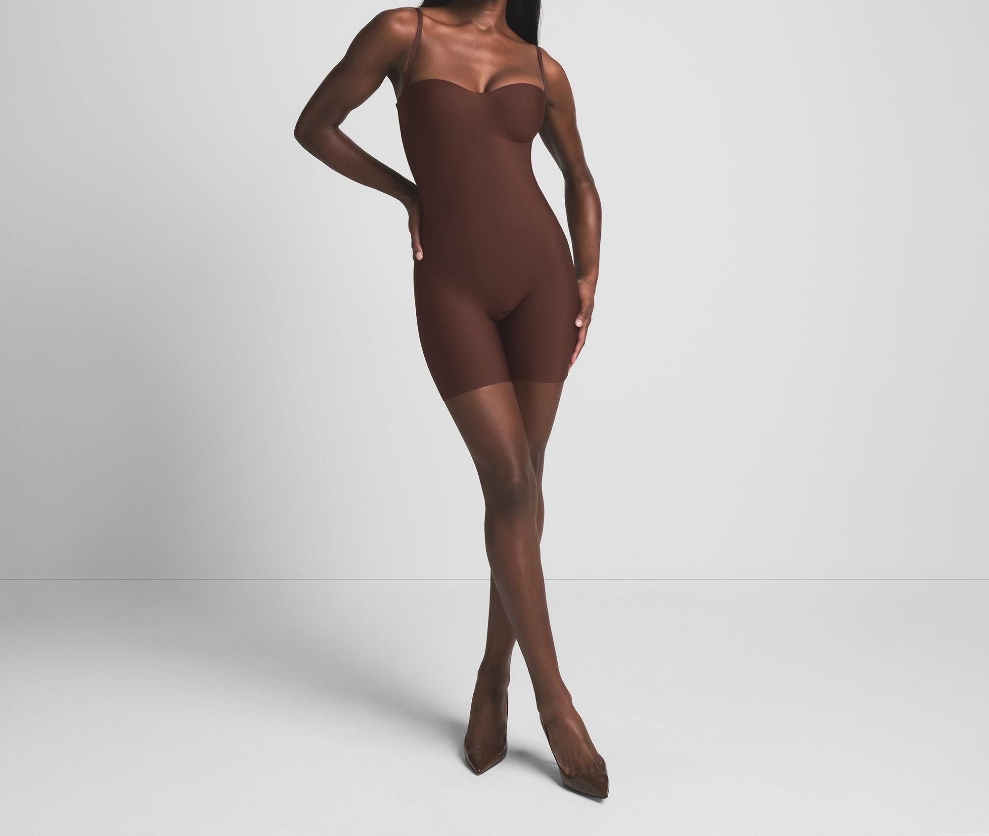 Skims Skims Body Core Sculpt Underwire Mid Thigh Bodysuit Cocoa