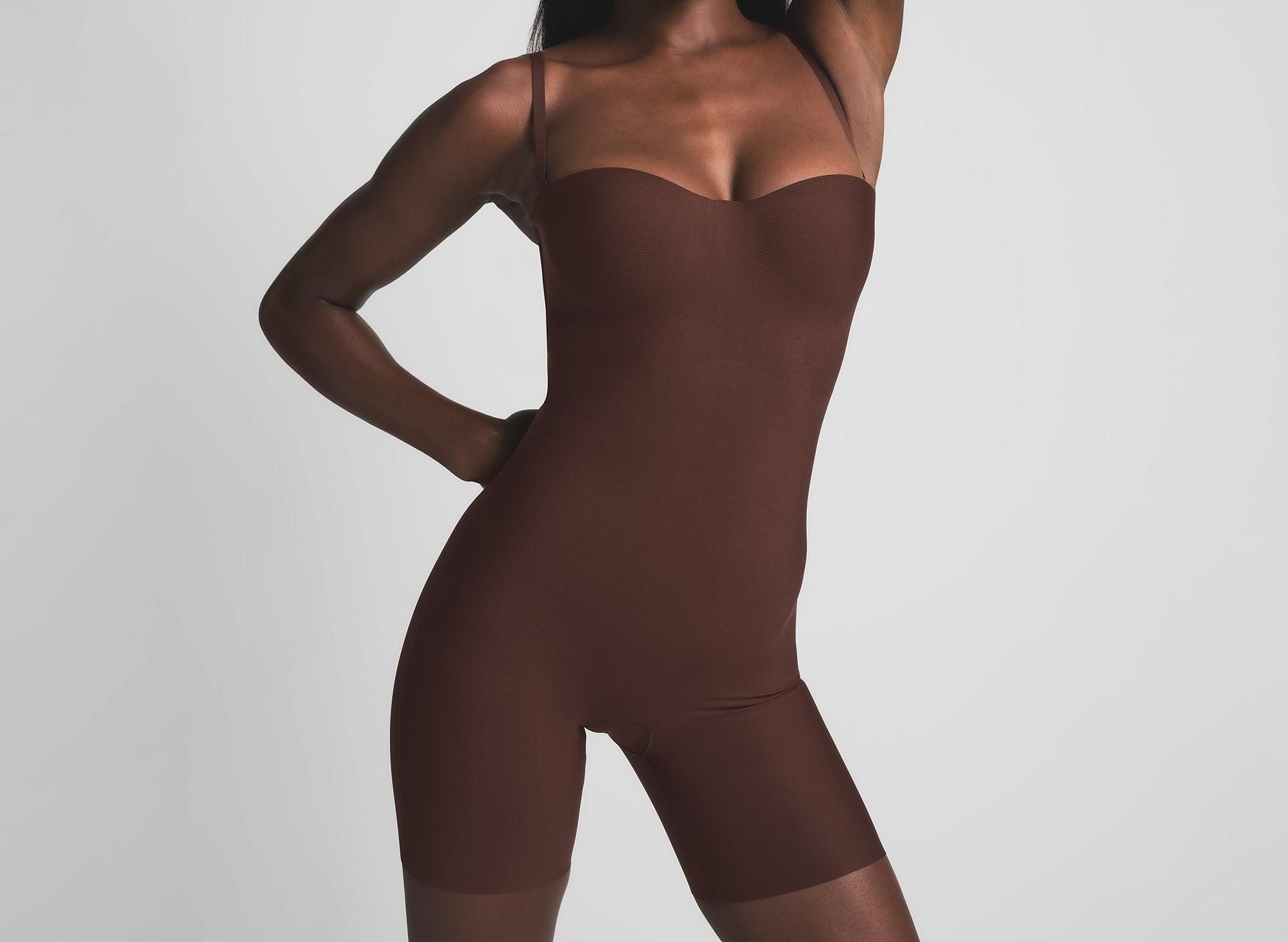 Skims Skims Body Core Sculpt Underwire Mid Thigh Bodysuit Cocoa
