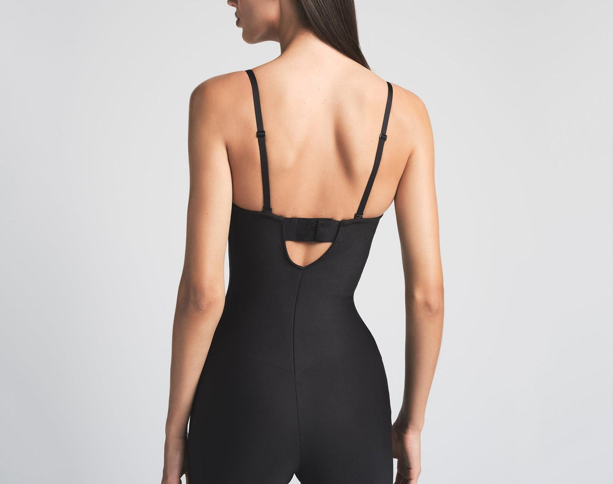 Skims Skims Body Core Sculpt Underwire Mid Thigh Bodysuit Onyx