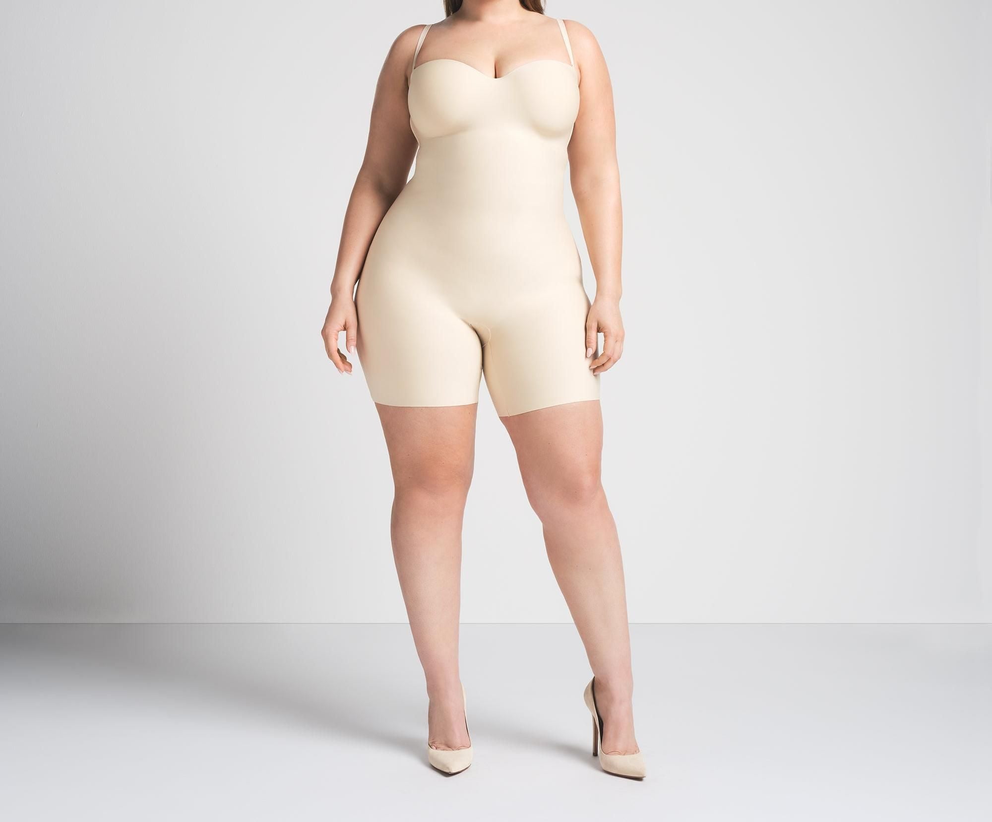 Skims Skims Body Core Sculpt Underwire Mid Thigh Bodysuit Sand
